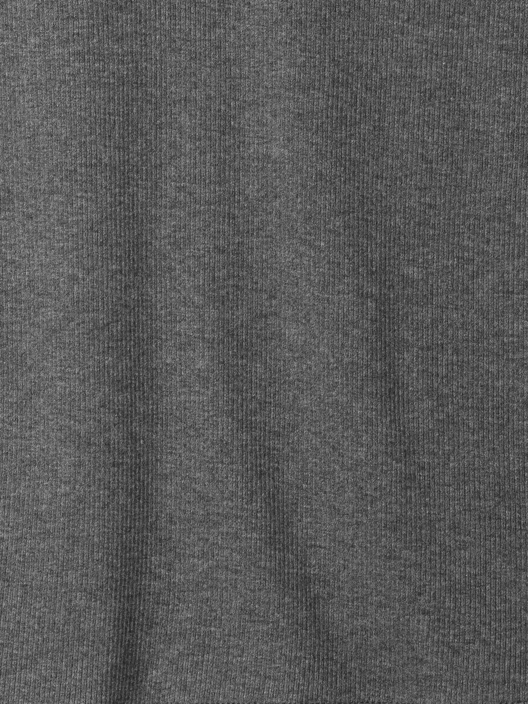 Grey Modern Cotton-Modal Ribbed Mock Neck Short Sleeve T-Shirt - Image 5 of 5