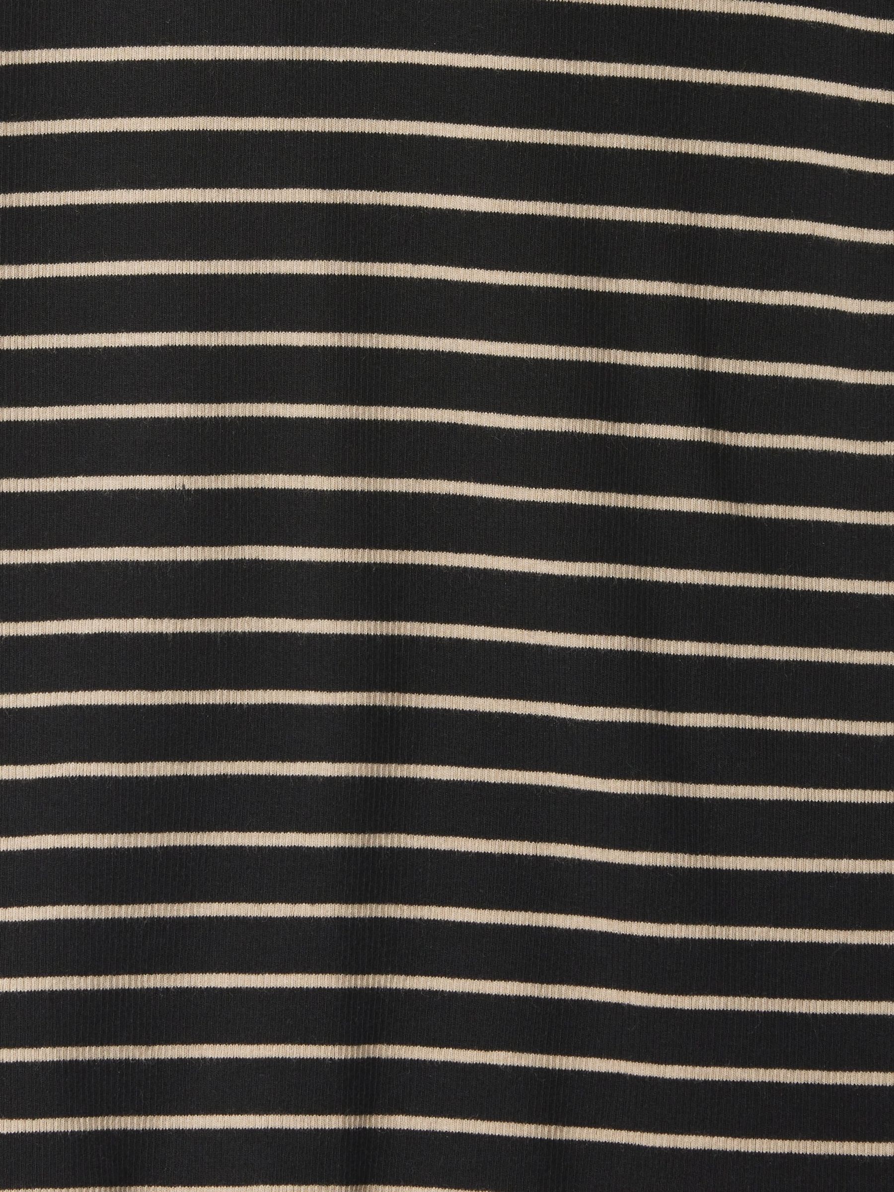 Black Stripe Modern Cotton-Modal Ribbed Mock Neck Short Sleeve T-Shirt - Image 5 of 5