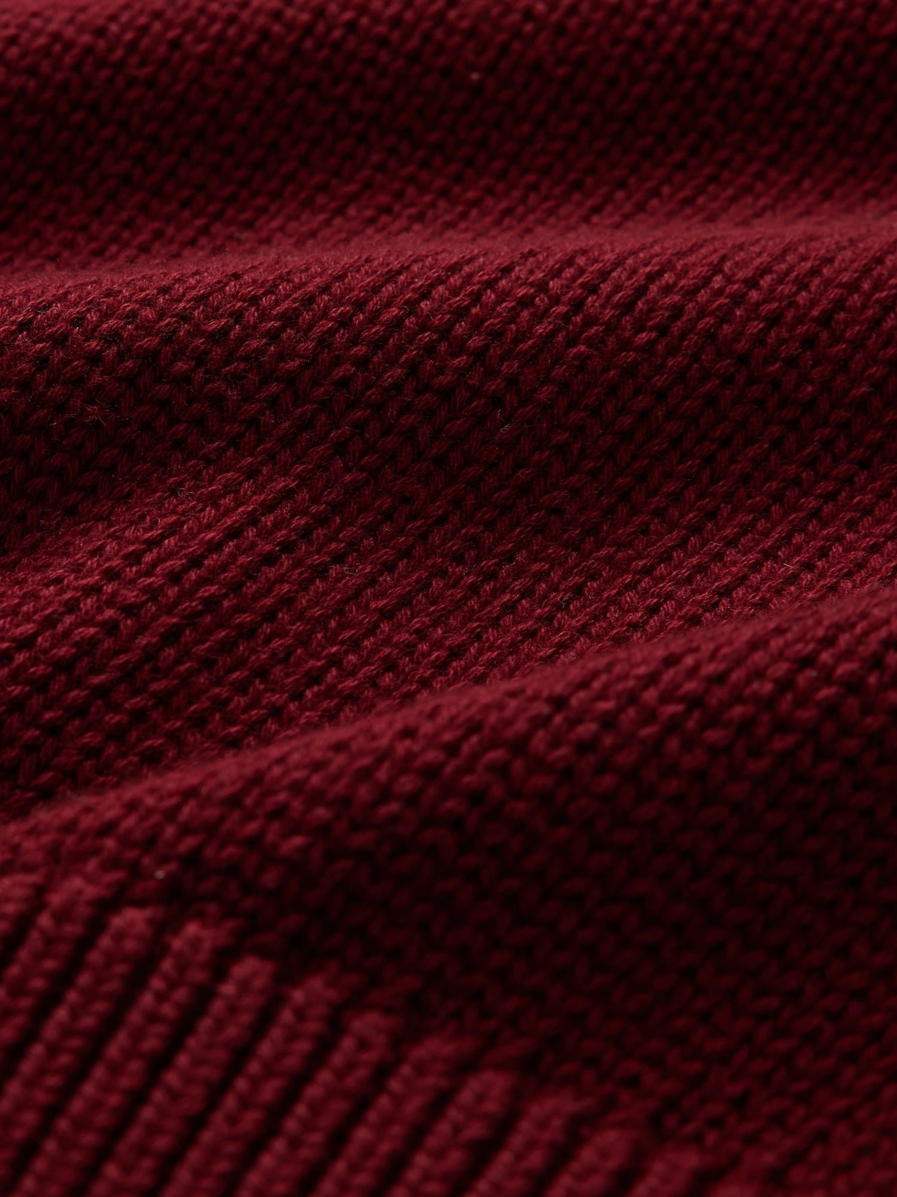Burgundy Red Soft Cotton Shrunken Roll Neck Jumper - Image 5 of 5