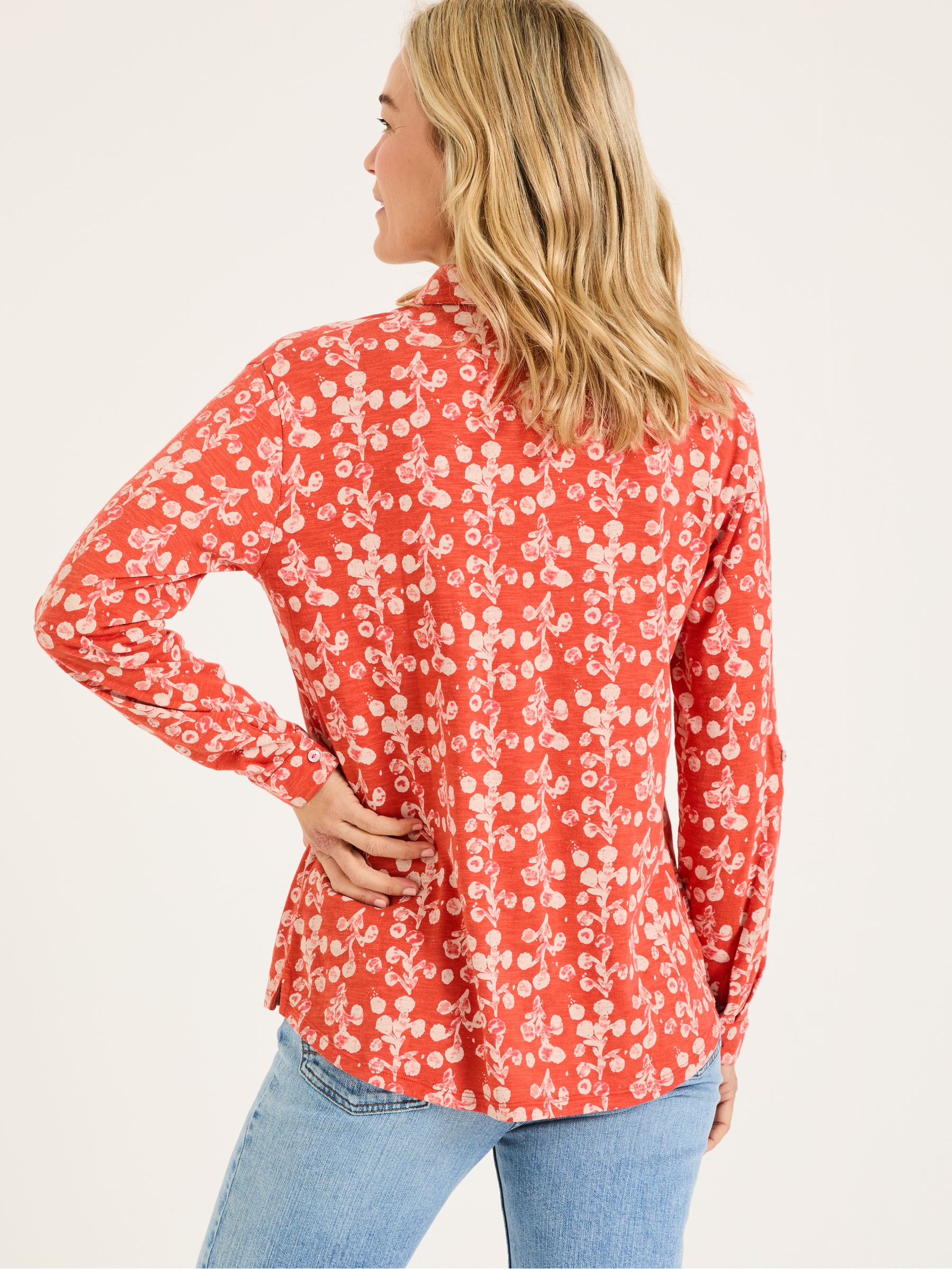 Paige Burnt Orange Painted Bloom Jersey Shirt - Image 2 of 5