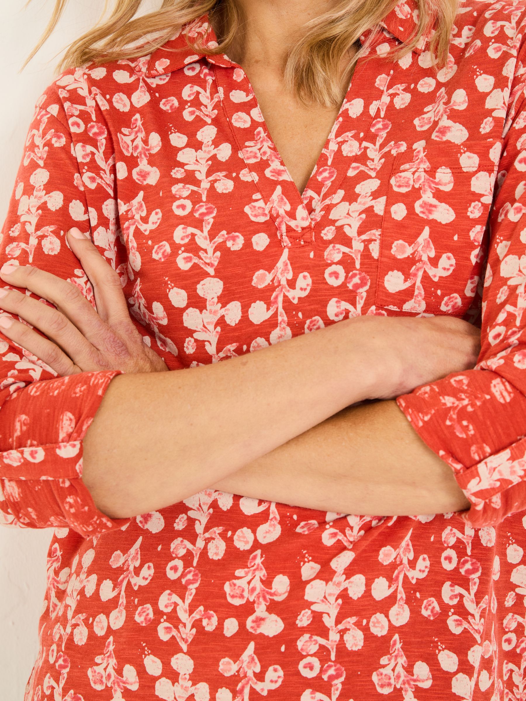 Paige Burnt Orange Painted Bloom Jersey Shirt - Image 4 of 5