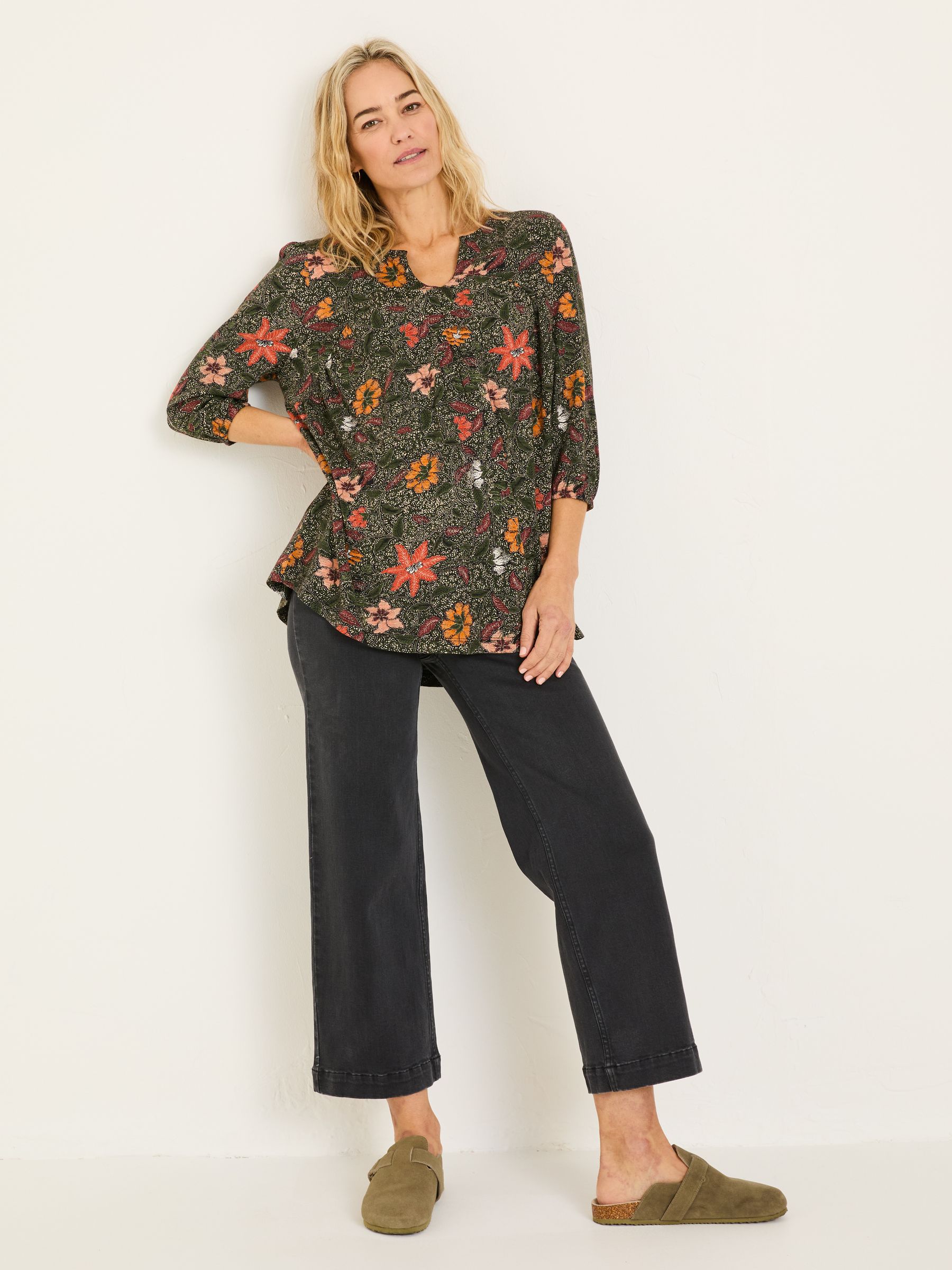 Enya Black Detail Floral Tunic - Image 3 of 9