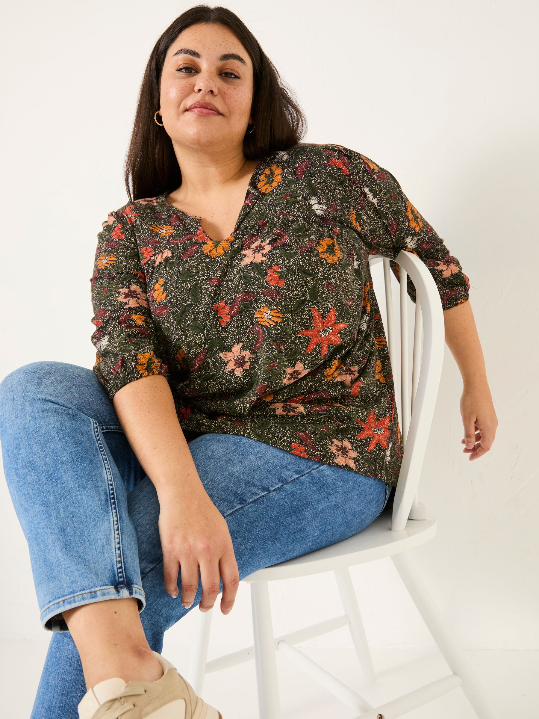Enya Black Detail Floral Tunic - Image 8 of 9