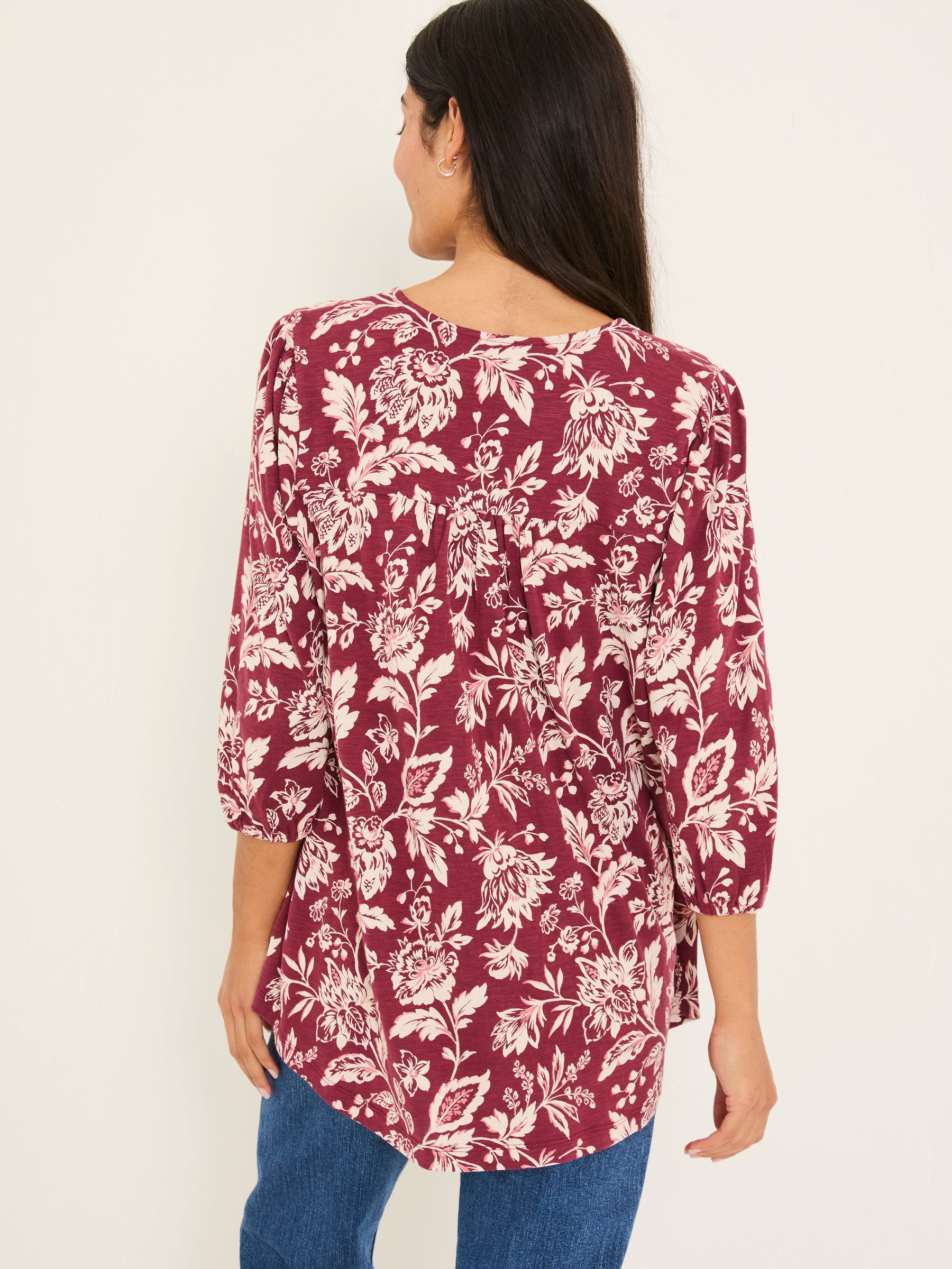 Enya Burgundy Brush Floral Tunic - Image 2 of 8
