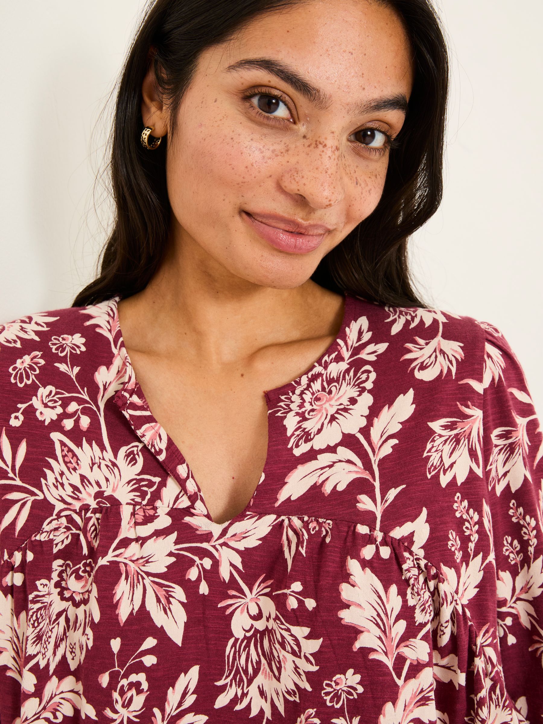 Enya Burgundy Brush Floral Tunic - Image 4 of 8