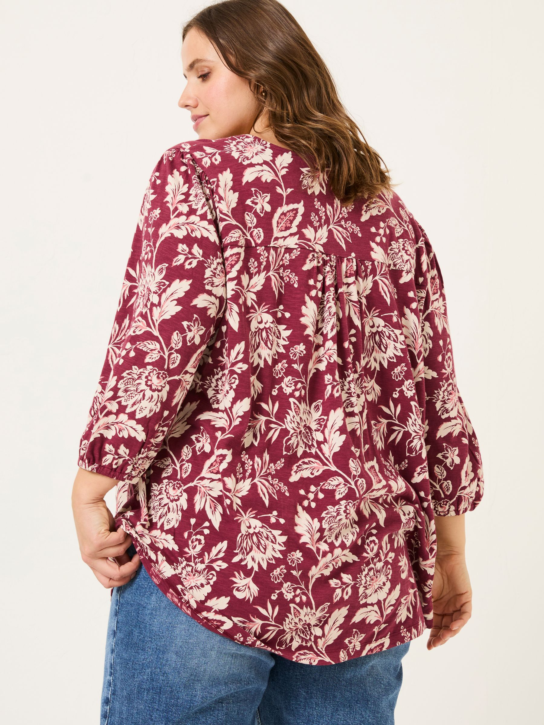 Enya Burgundy Brush Floral Tunic - Image 6 of 8