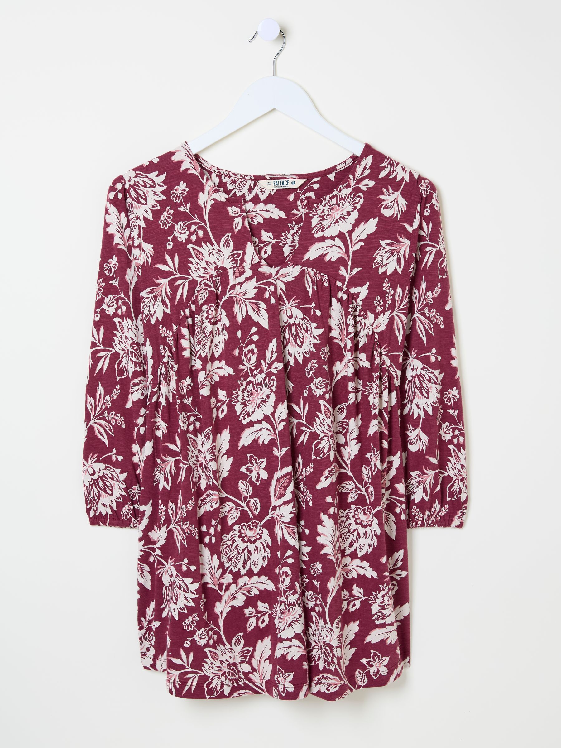 Enya Burgundy Brush Floral Tunic | FatFace