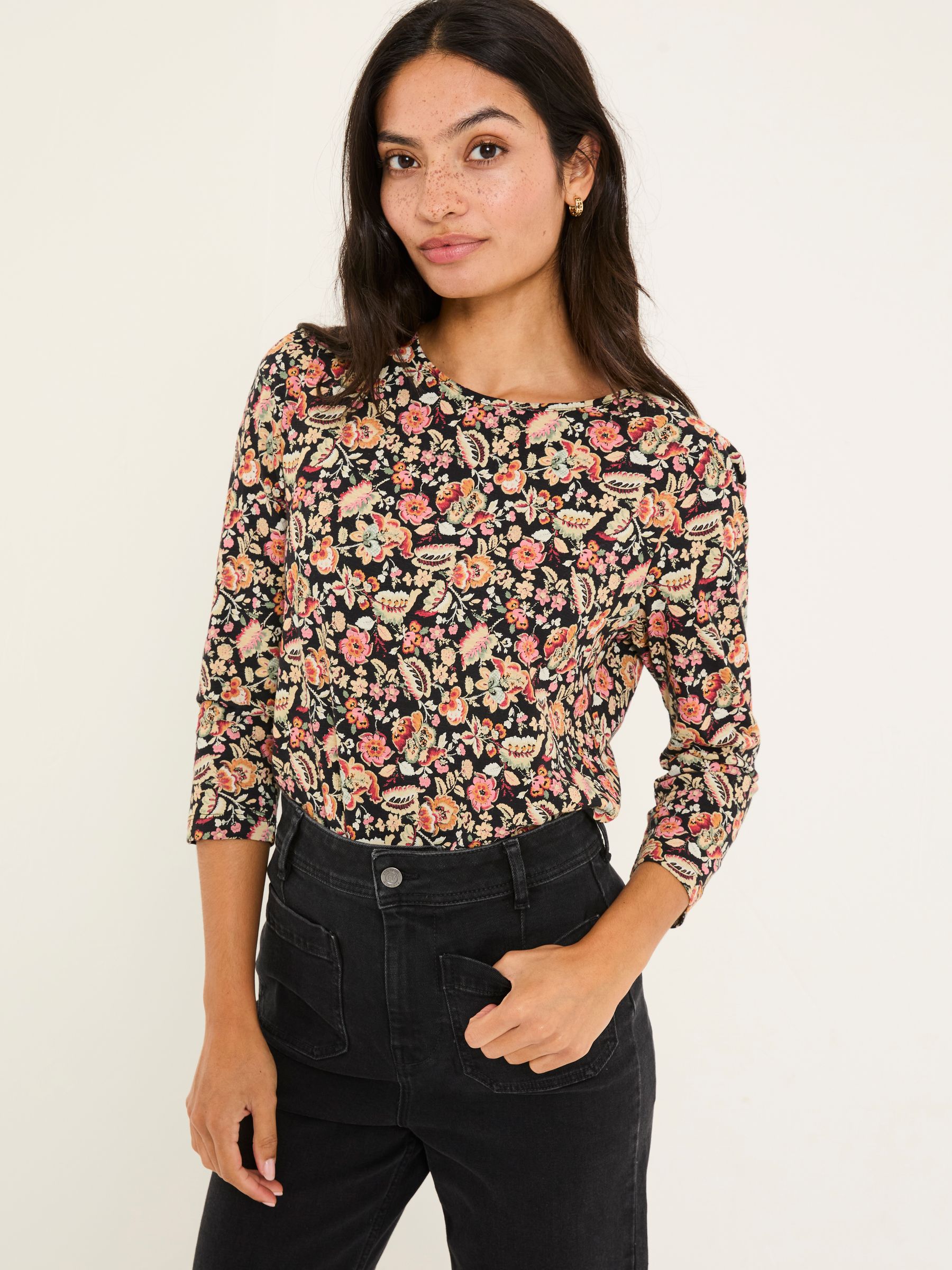 Ria Black Historical Floral Top - Image 1 of 5