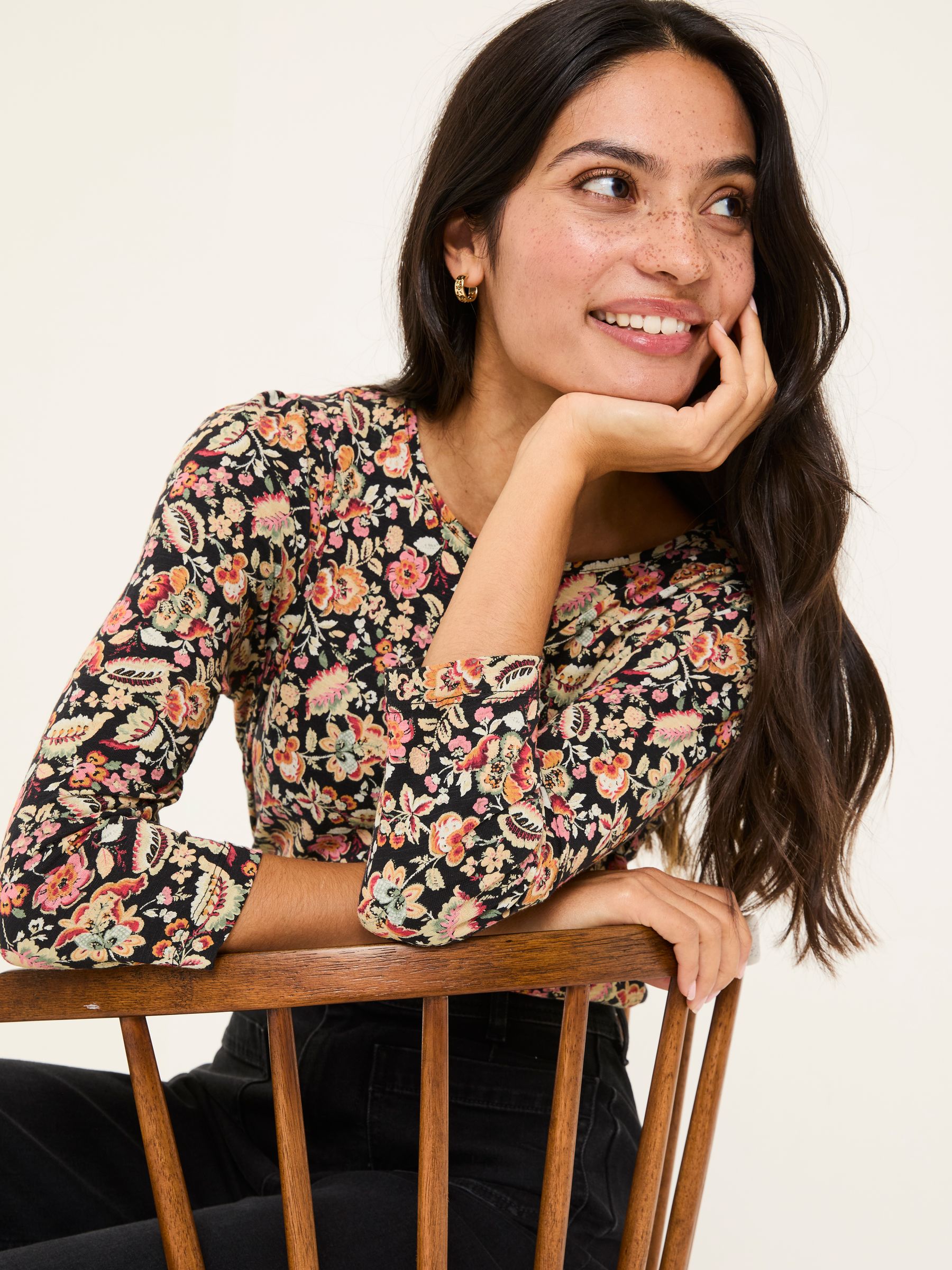 Ria Black Historical Floral Top - Image 3 of 5