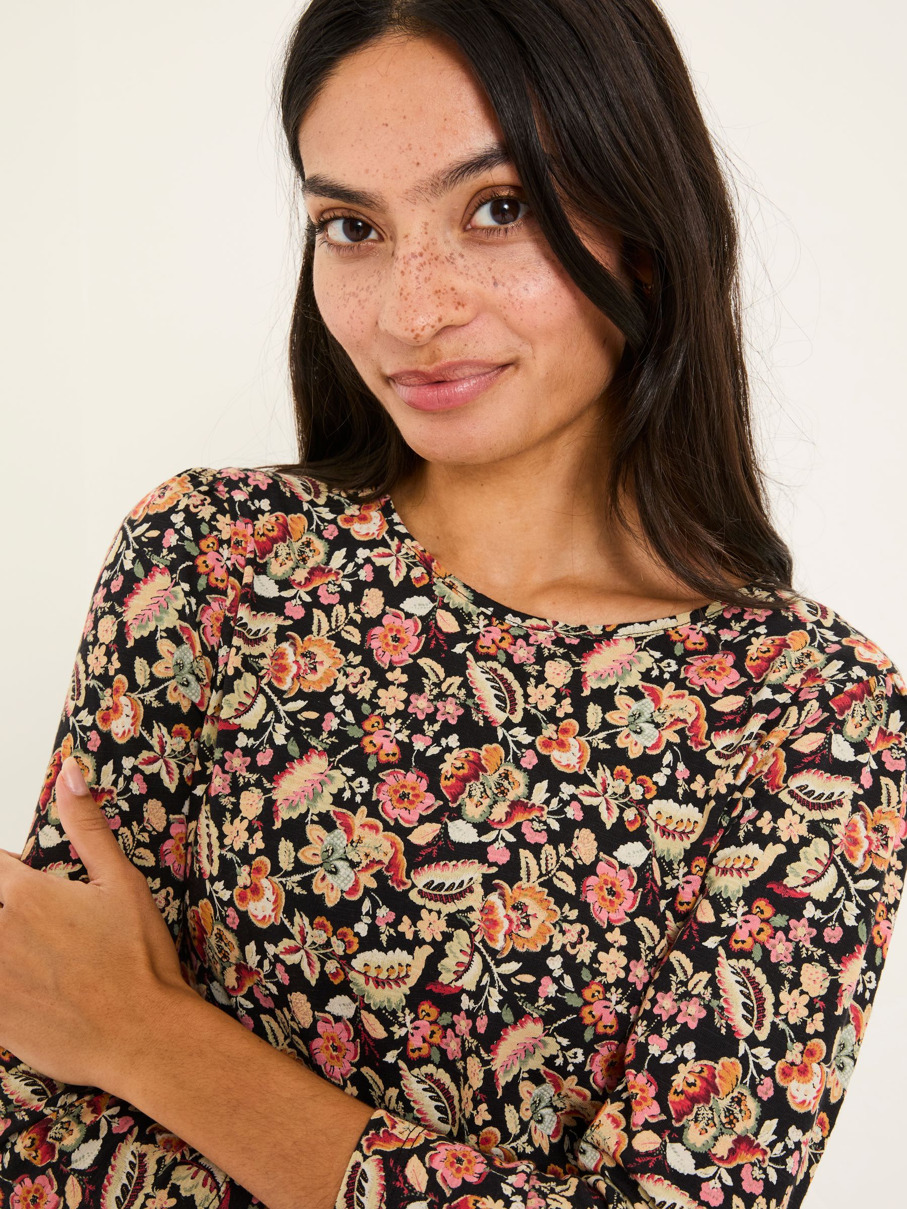 Ria Black Historical Floral Top - Image 4 of 5