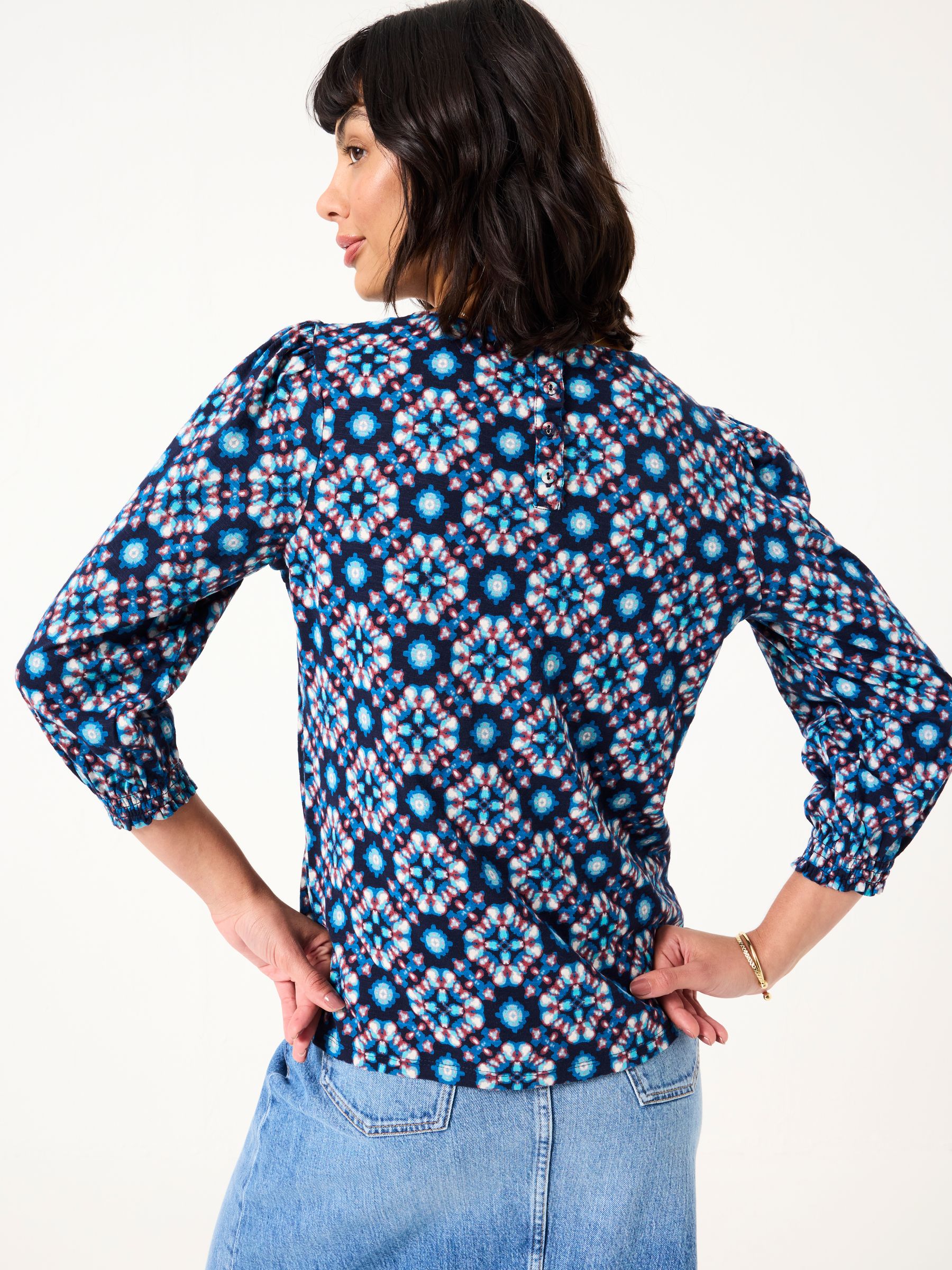Polly Indigo Blue Batik Geo Top - Image 2 of 5