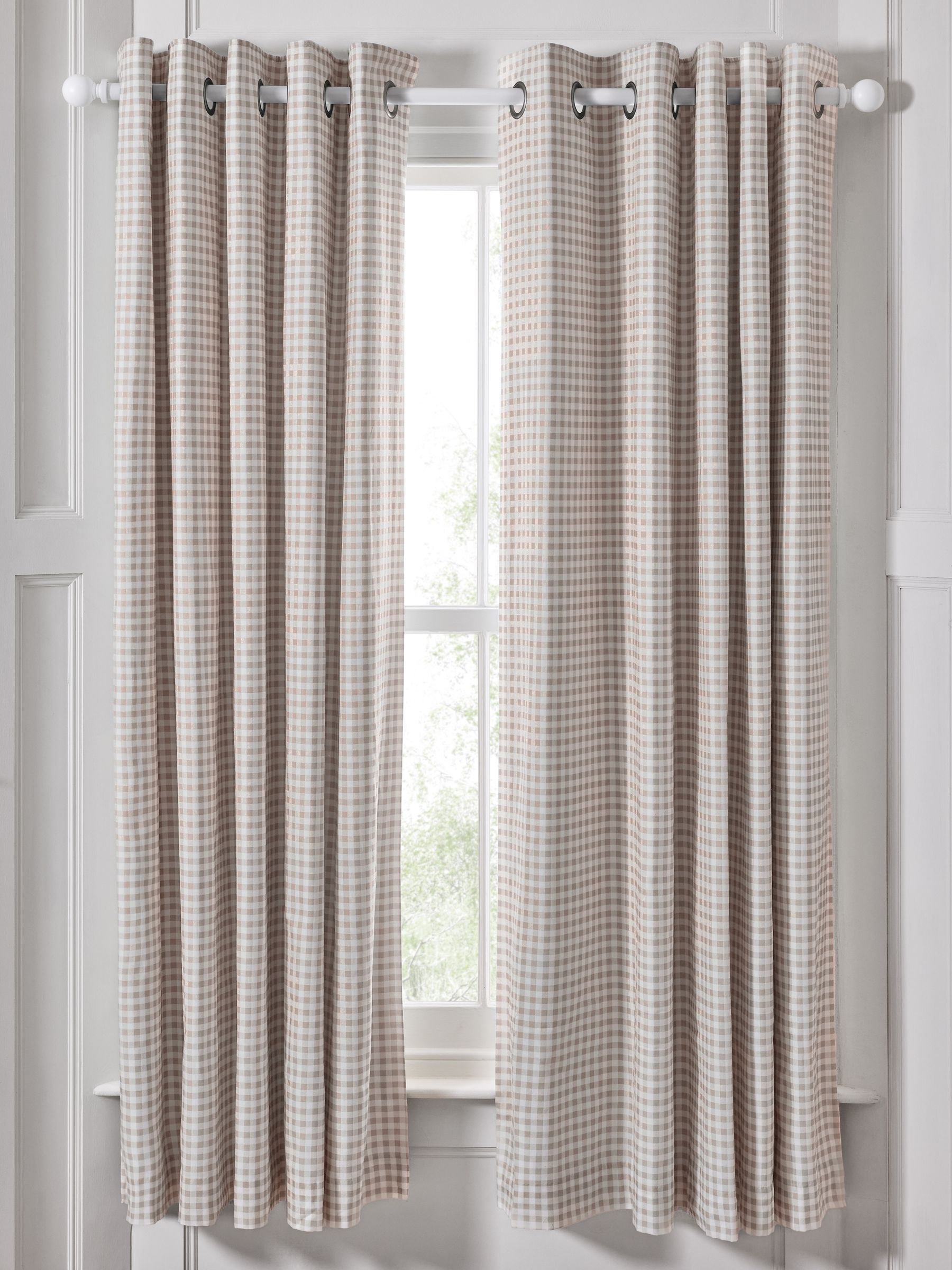Natural Gingham Blackout Lined Curtains - Image 1 of 7