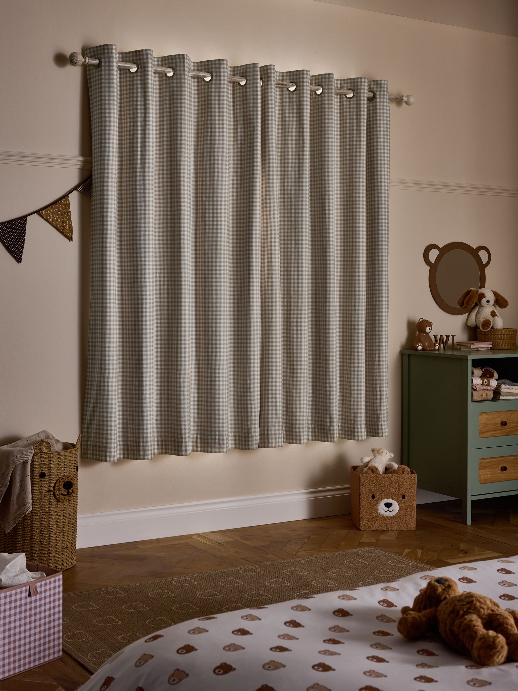 Natural Gingham Blackout Lined Curtains - Image 3 of 7