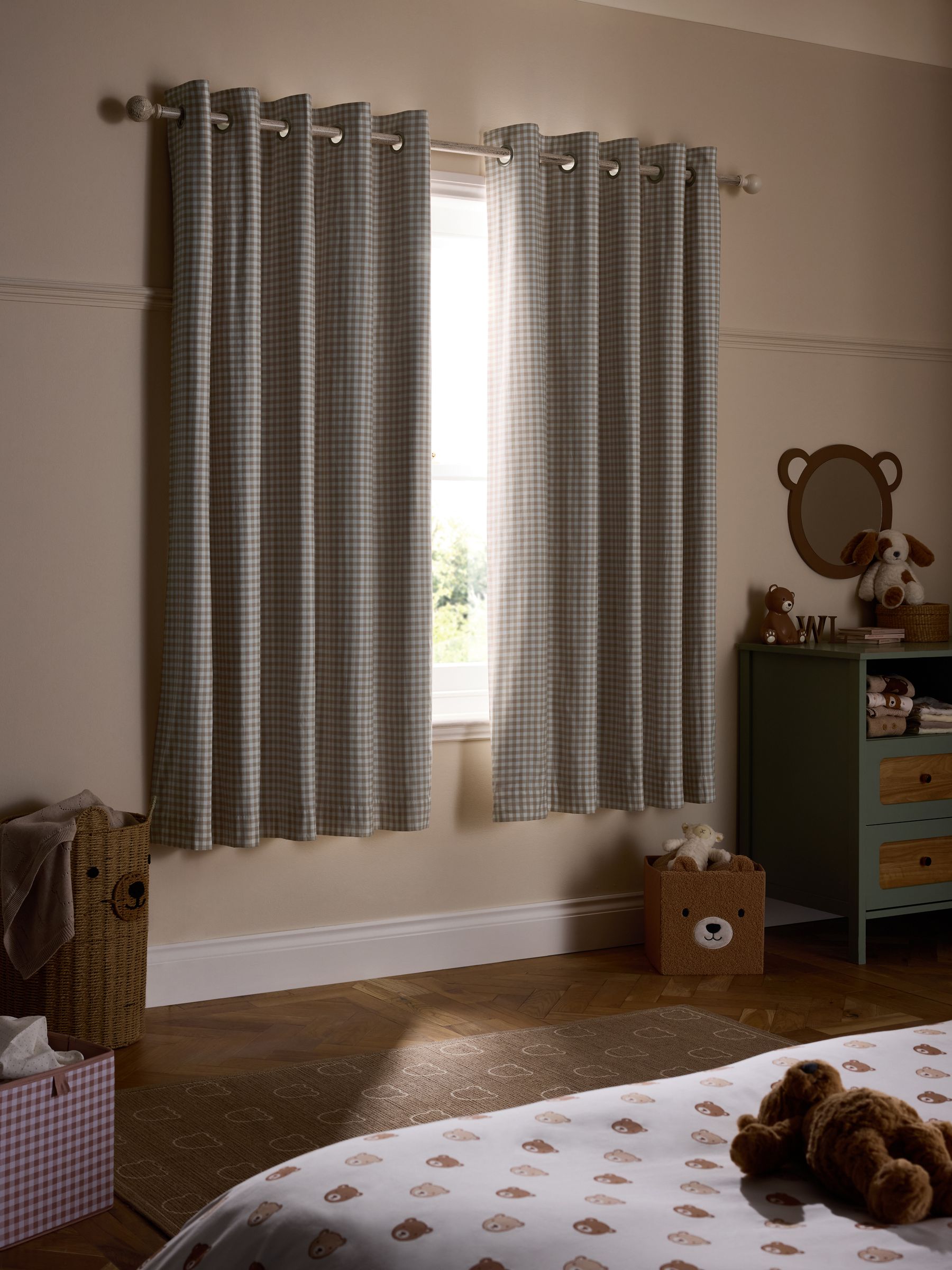 Natural Gingham Blackout Lined Curtains - Image 4 of 7