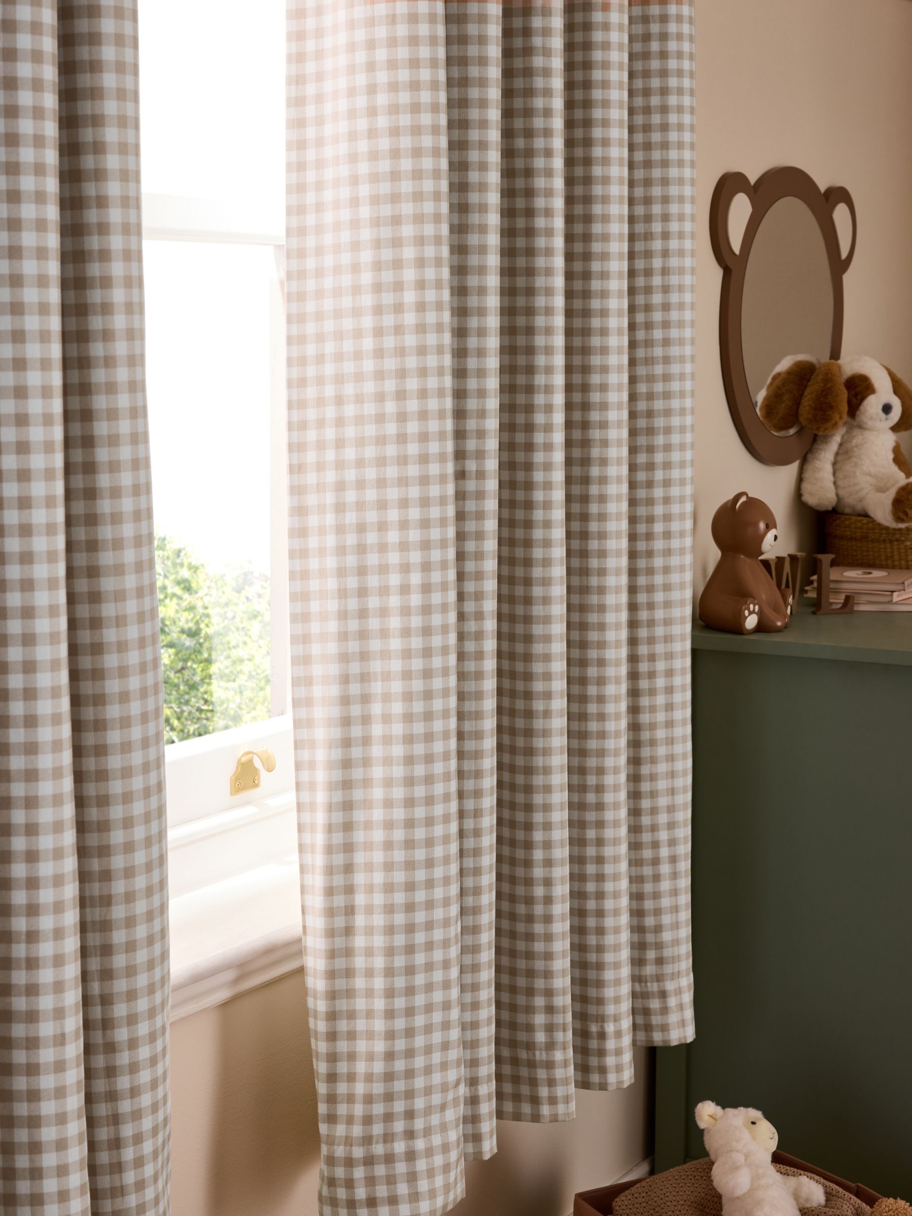 Natural Gingham Blackout Lined Curtains - Image 5 of 7