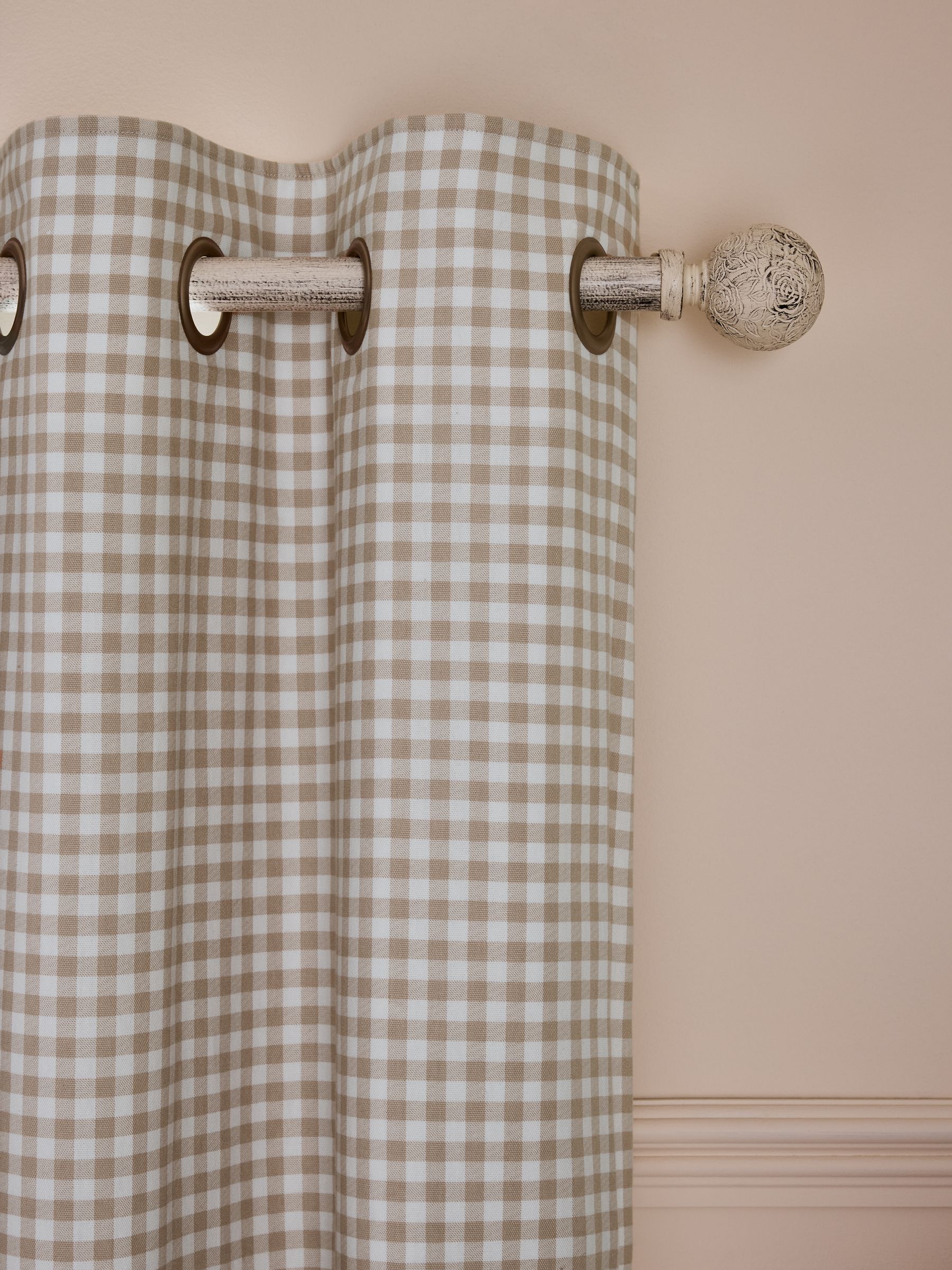 Natural Gingham Blackout Lined Curtains - Image 6 of 7