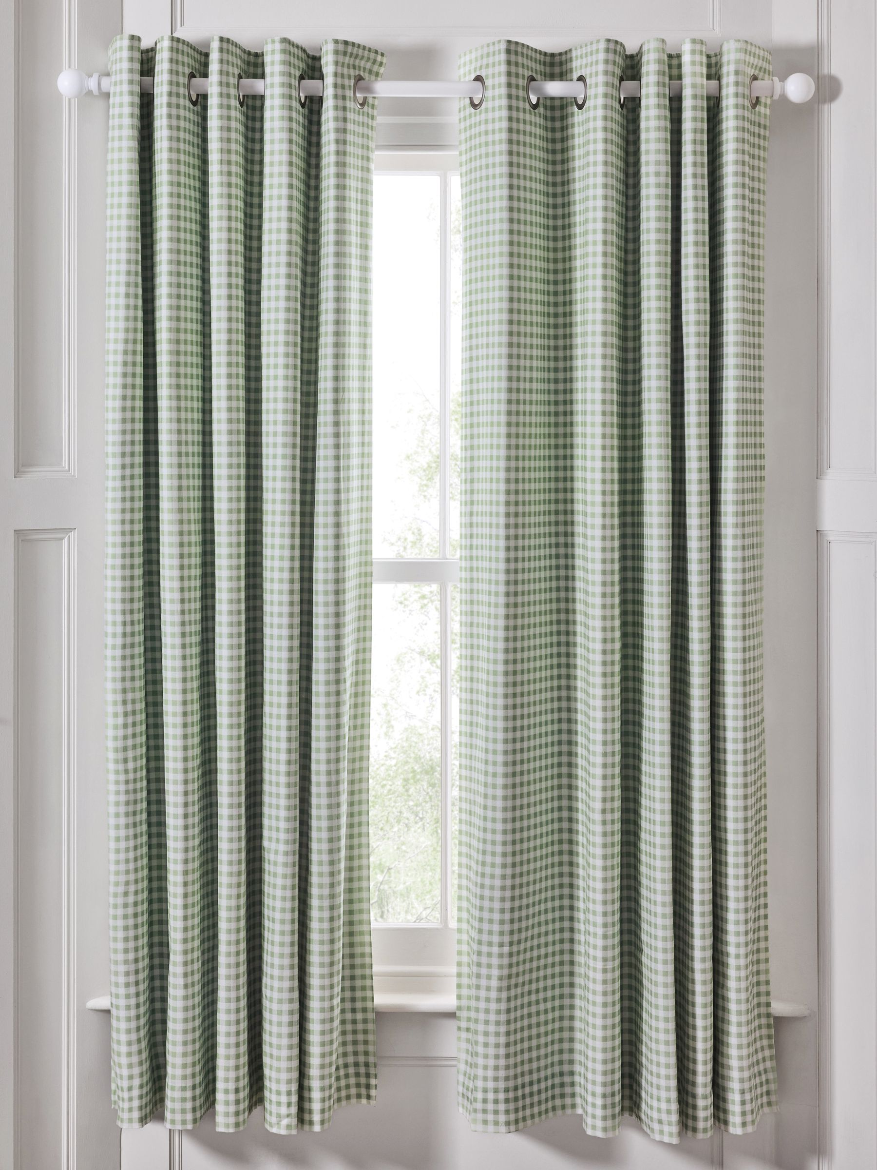 Green Gingham Blackout Lined Curtains - Image 1 of 6
