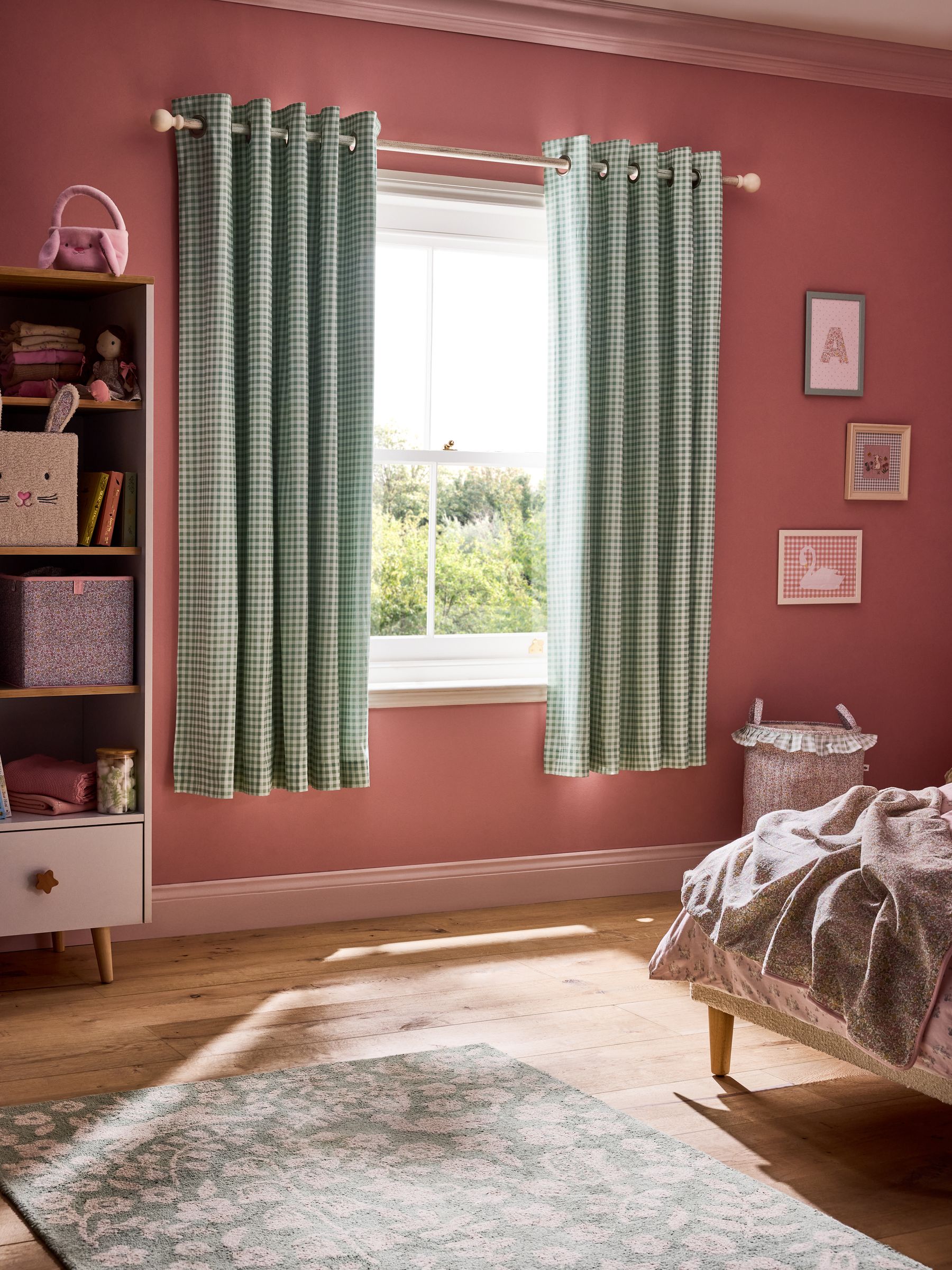 Green Gingham Blackout Lined Curtains - Image 2 of 6