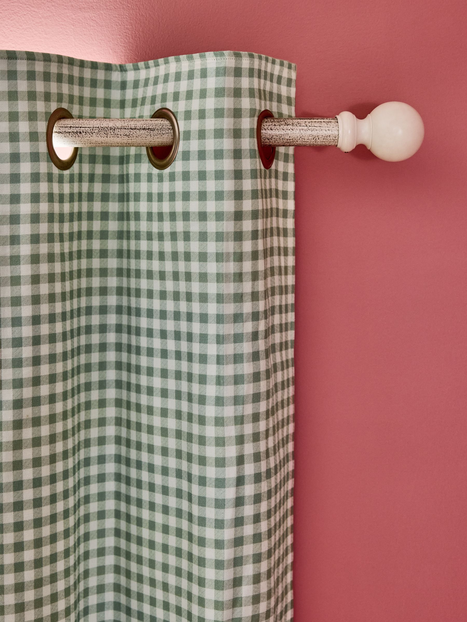 Green Gingham Blackout Lined Curtains - Image 4 of 6