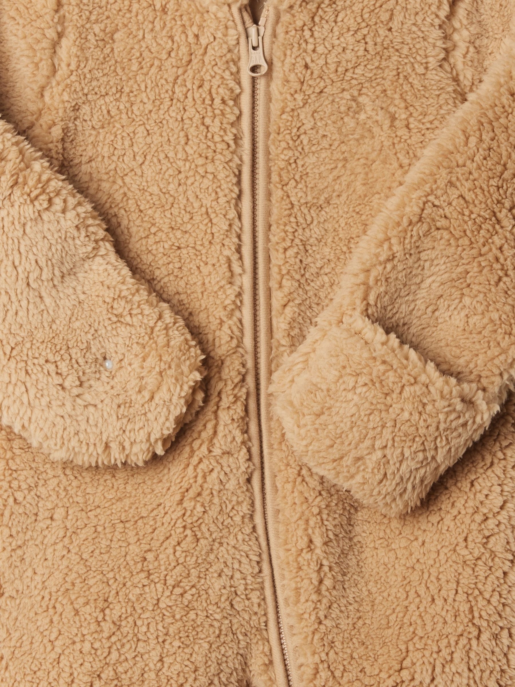 Brown Sherpa Bear Hooded Footed Pramsuit (Newborn-12mths) - Image 3 of 4