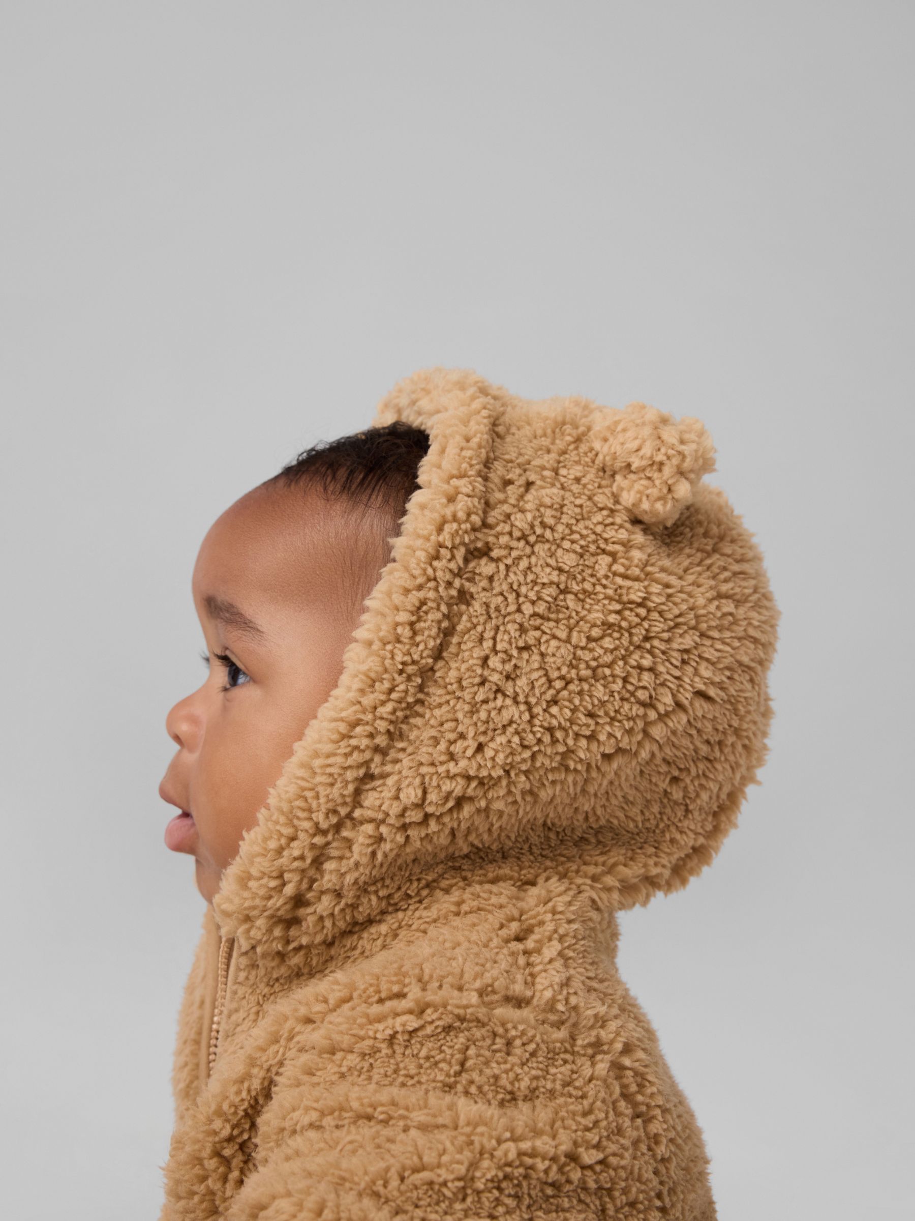 Brown Sherpa Bear Hooded Footed Pramsuit (Newborn-12mths) - Image 4 of 4