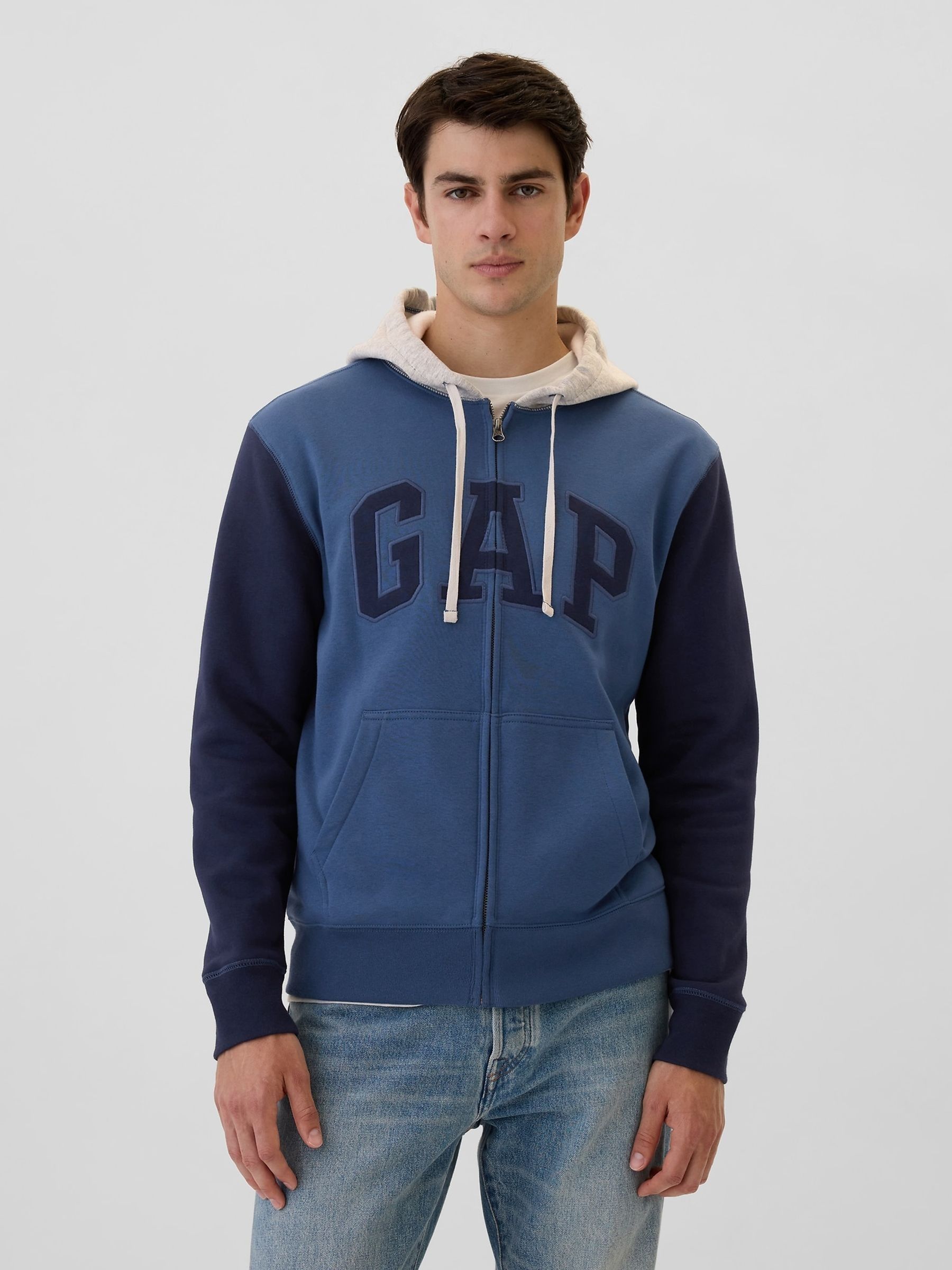 Blue Logo Colourblock Zip Hoodie - Image 1 of 4