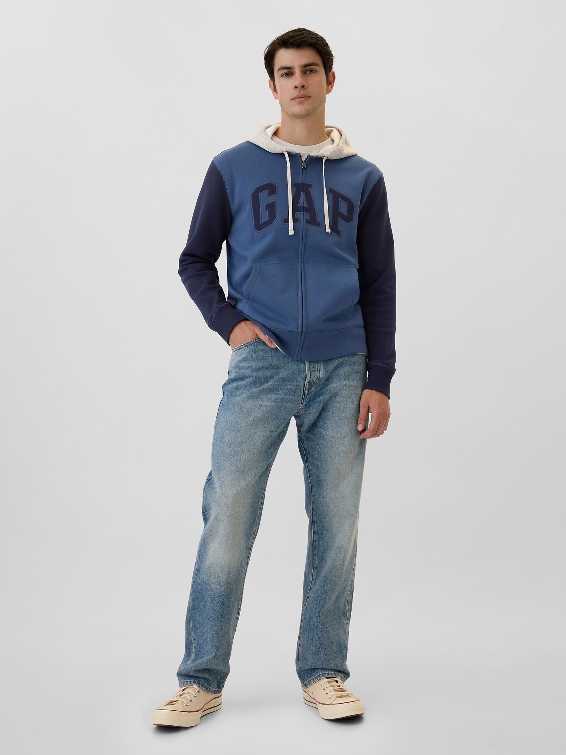 Blue Logo Colourblock Zip Hoodie - Image 3 of 4