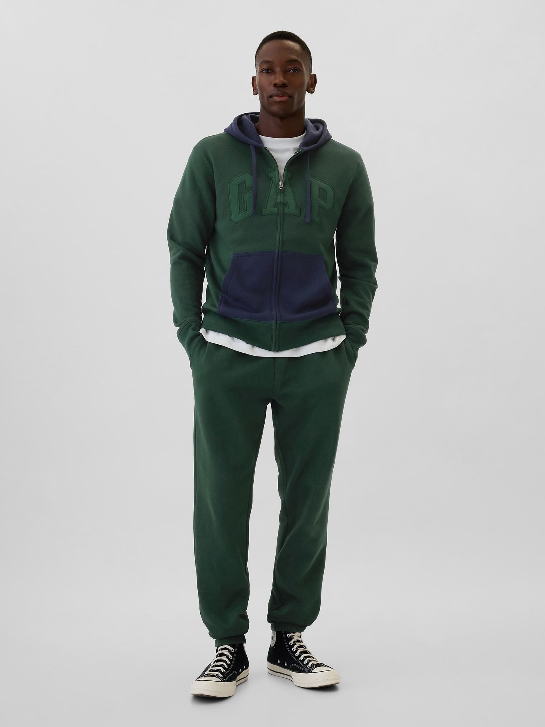Green Logo Colourblock Zip Hoodie - Image 3 of 4