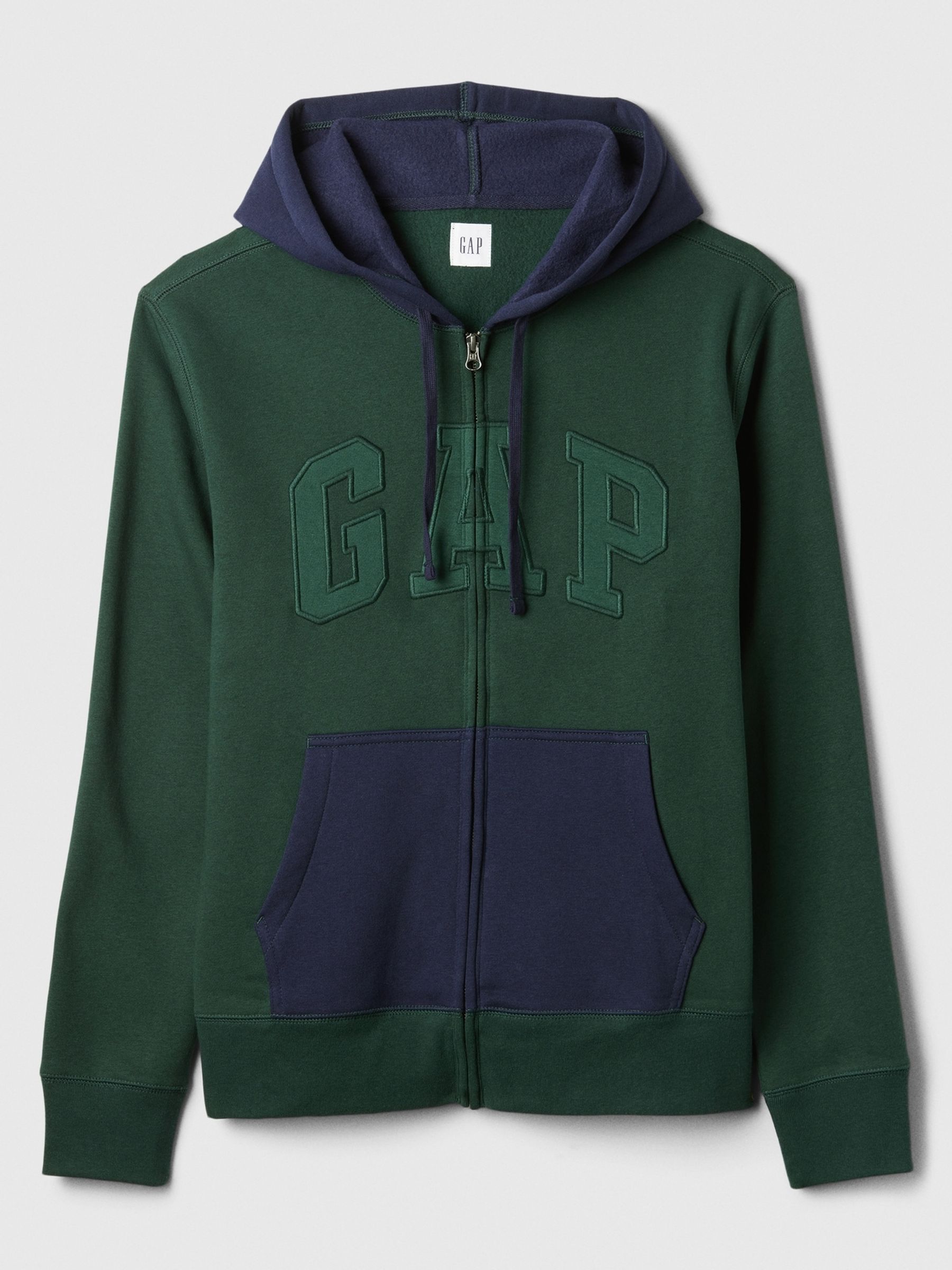 Green Logo Colourblock Zip Hoodie - Image 4 of 4 Green Logo Colourblock Zip Hoodie - Image 4 of 4