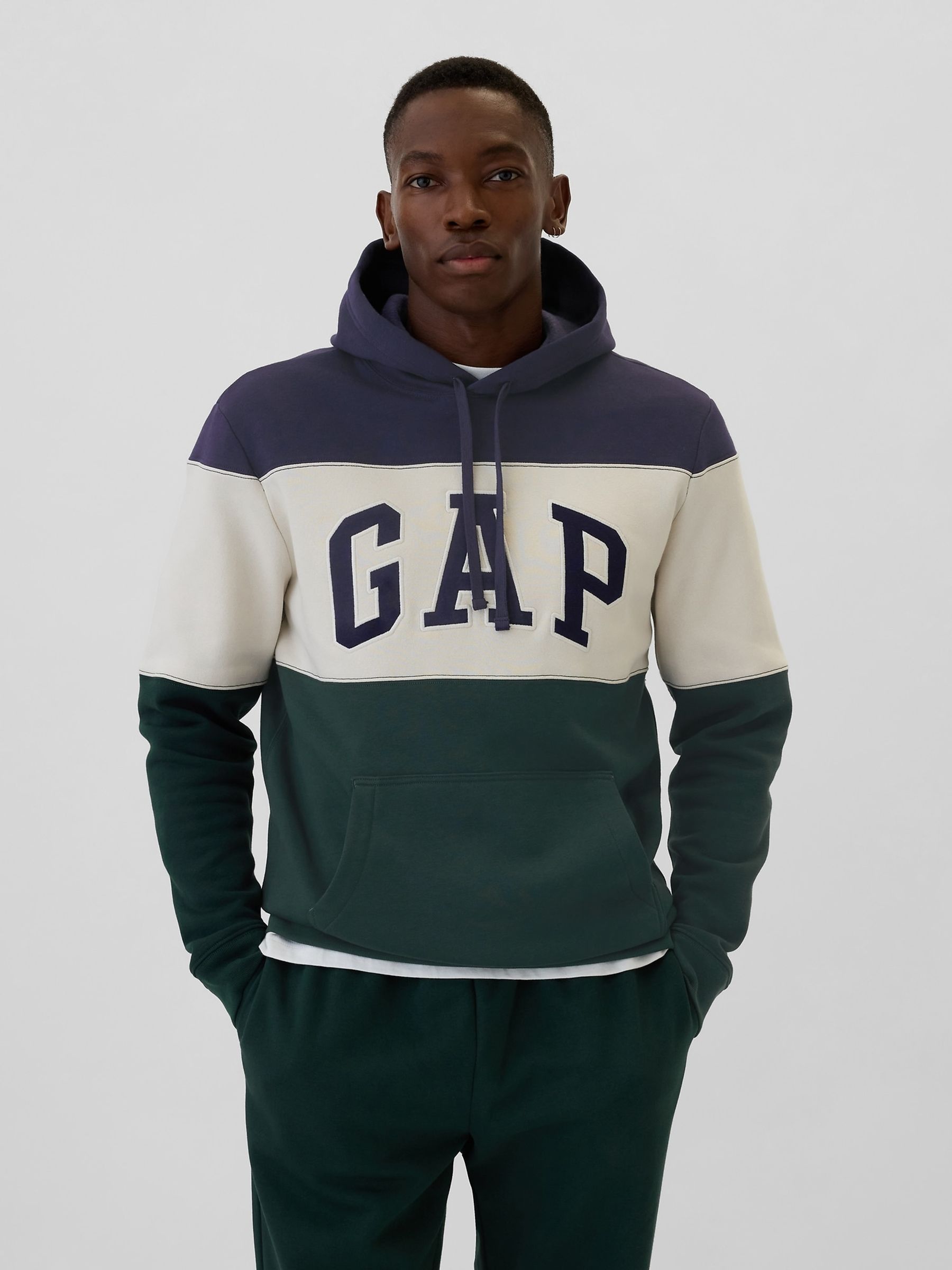 Blue Logo Colourblock Overhead Hoodie - Image 1 of 1