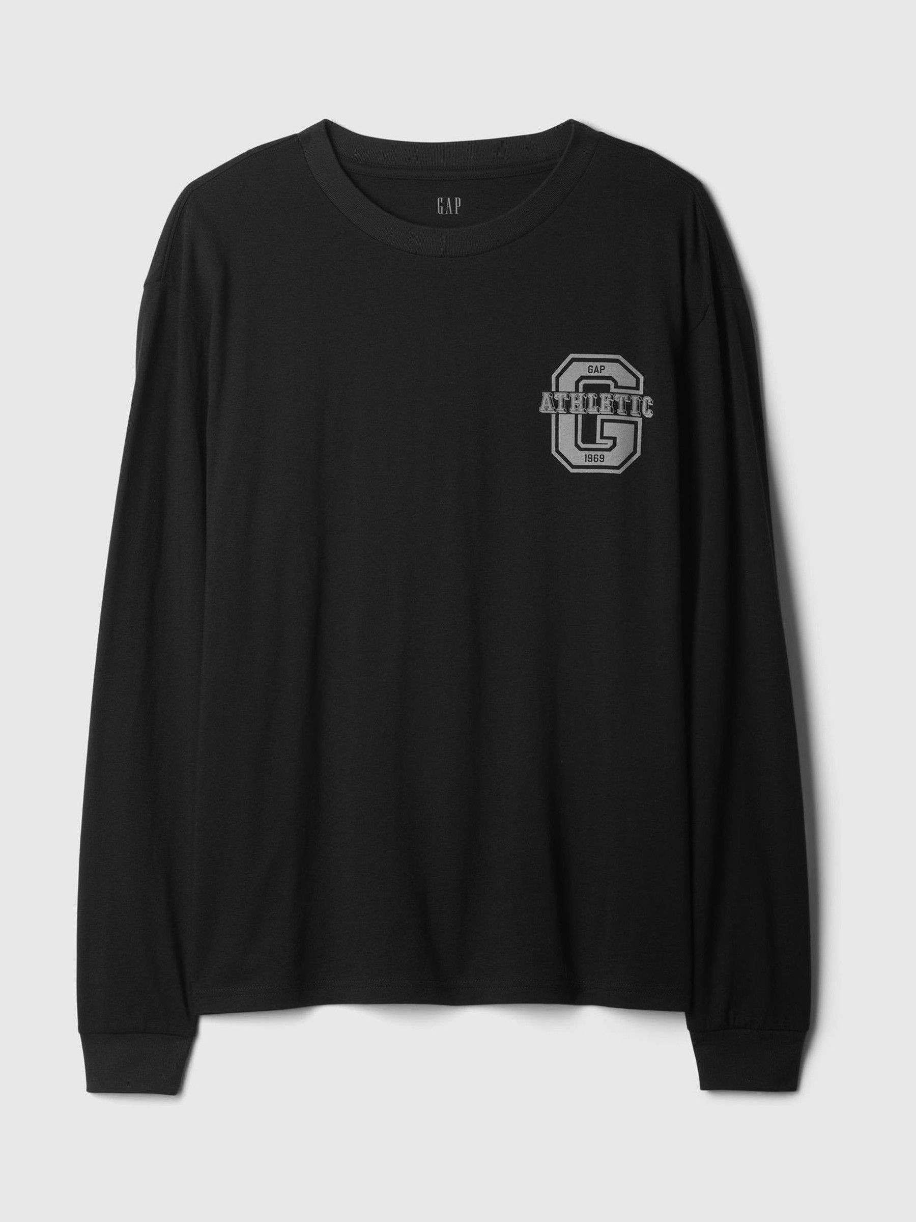 Black Athletic Logo Graphic 100% Cotton Long Sleeve T-Shirt - Image 5 of 5
