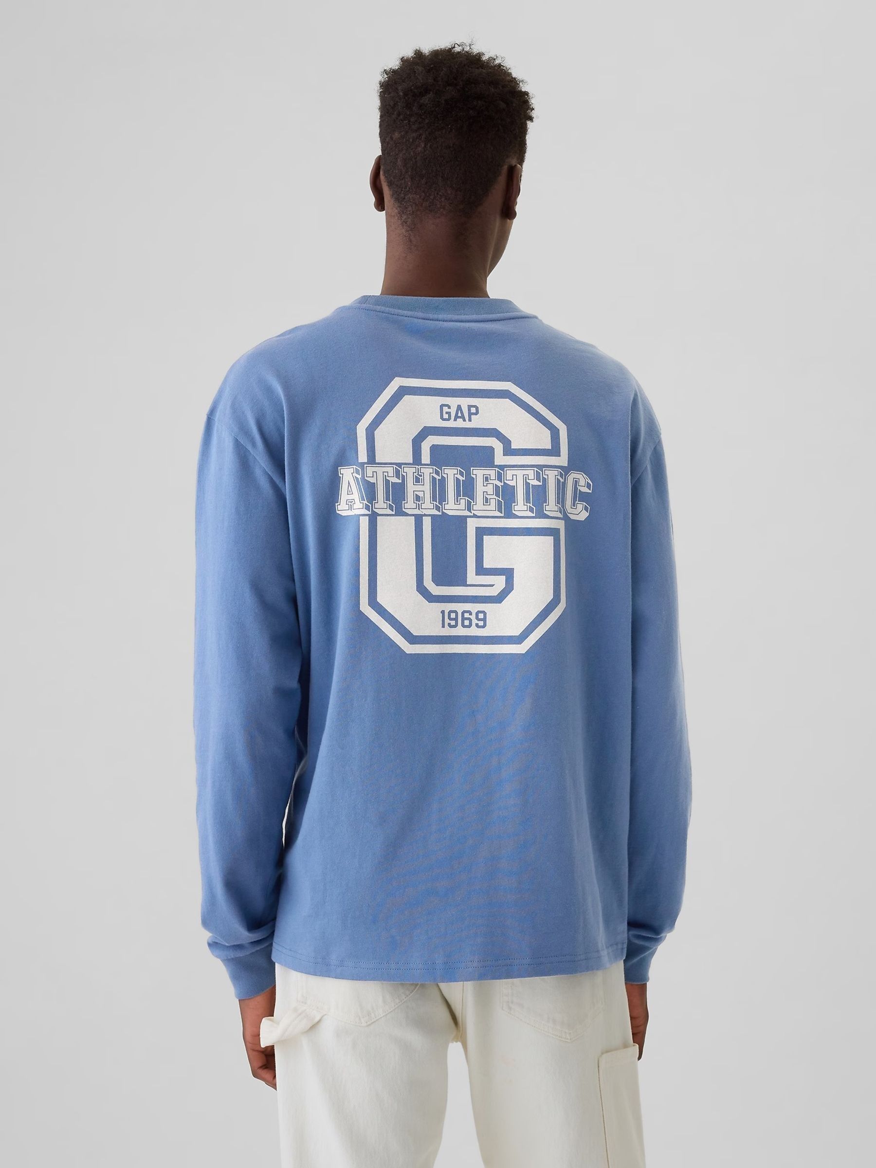 Blue Athletic Logo Graphic 100% Cotton Long Sleeve T-Shirt - Image 1 of 1