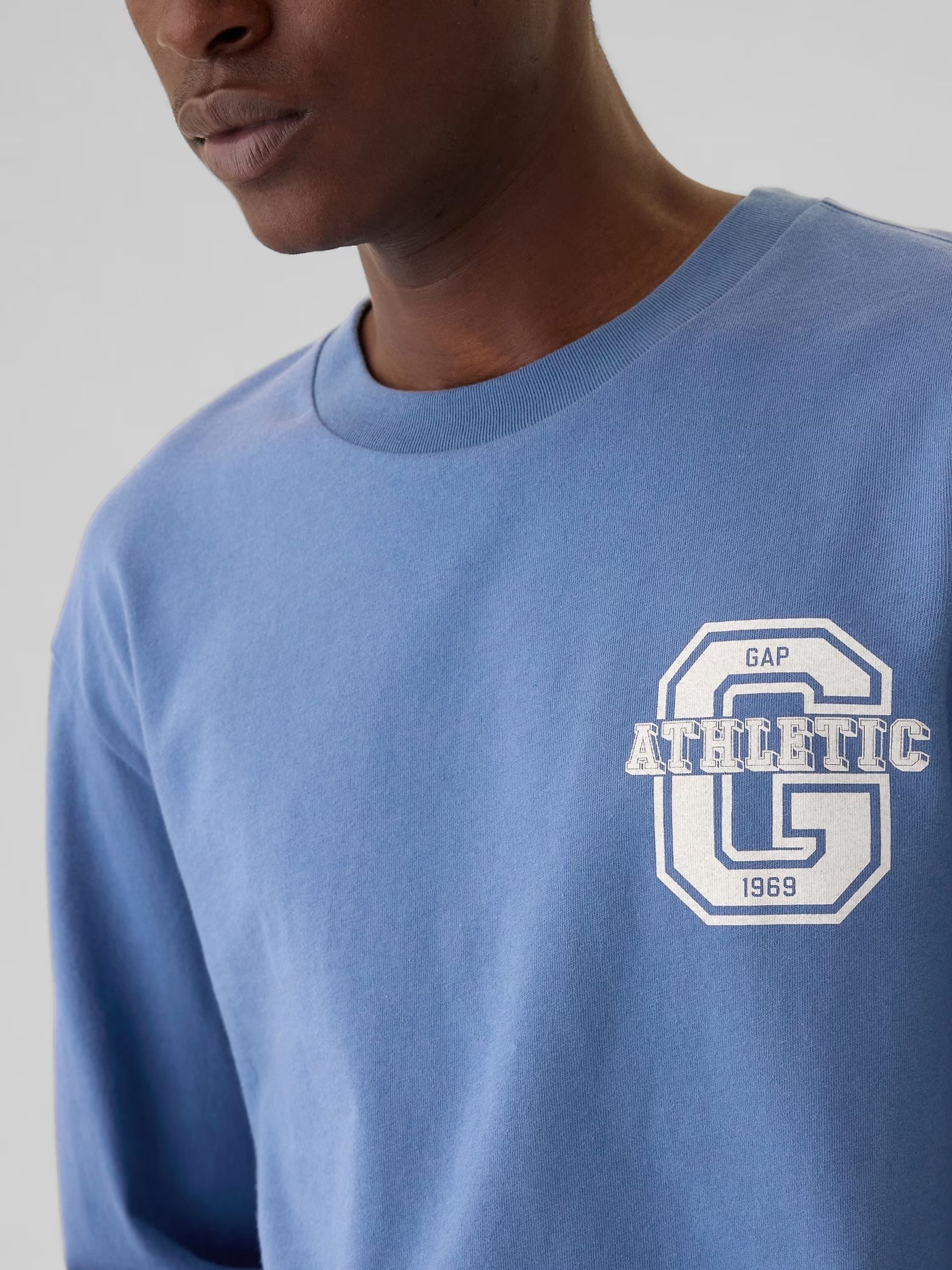 Blue Athletic Logo Graphic 100% Cotton Long Sleeve T-Shirt - Image 4 of 5