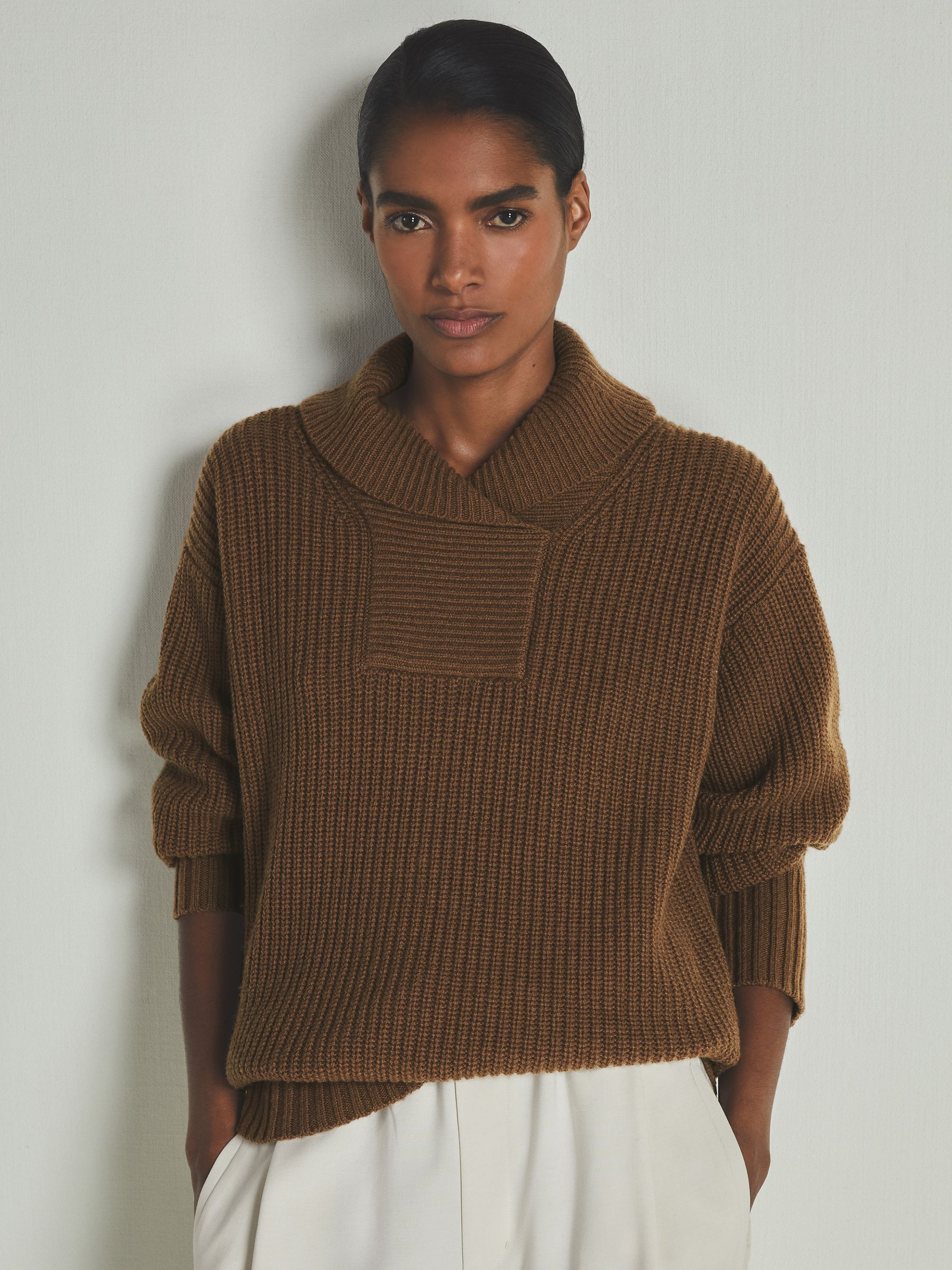 Reiss | Les 100 Ciels Wool and Cashmere Jumper in Chestnut - Image 1 of 6