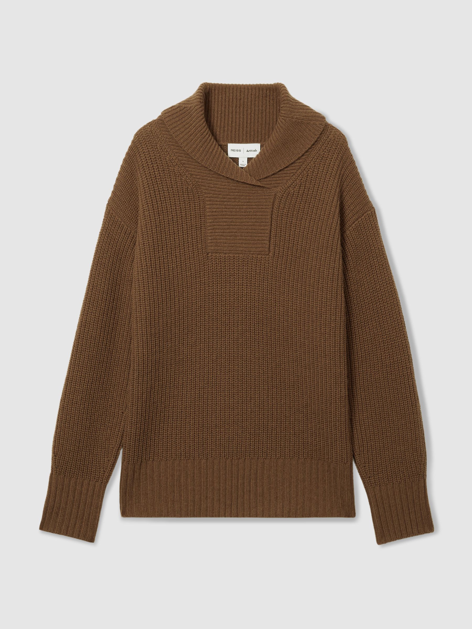 Reiss | Les 100 Ciels Wool and Cashmere Jumper in Chestnut - Image 2 of 6