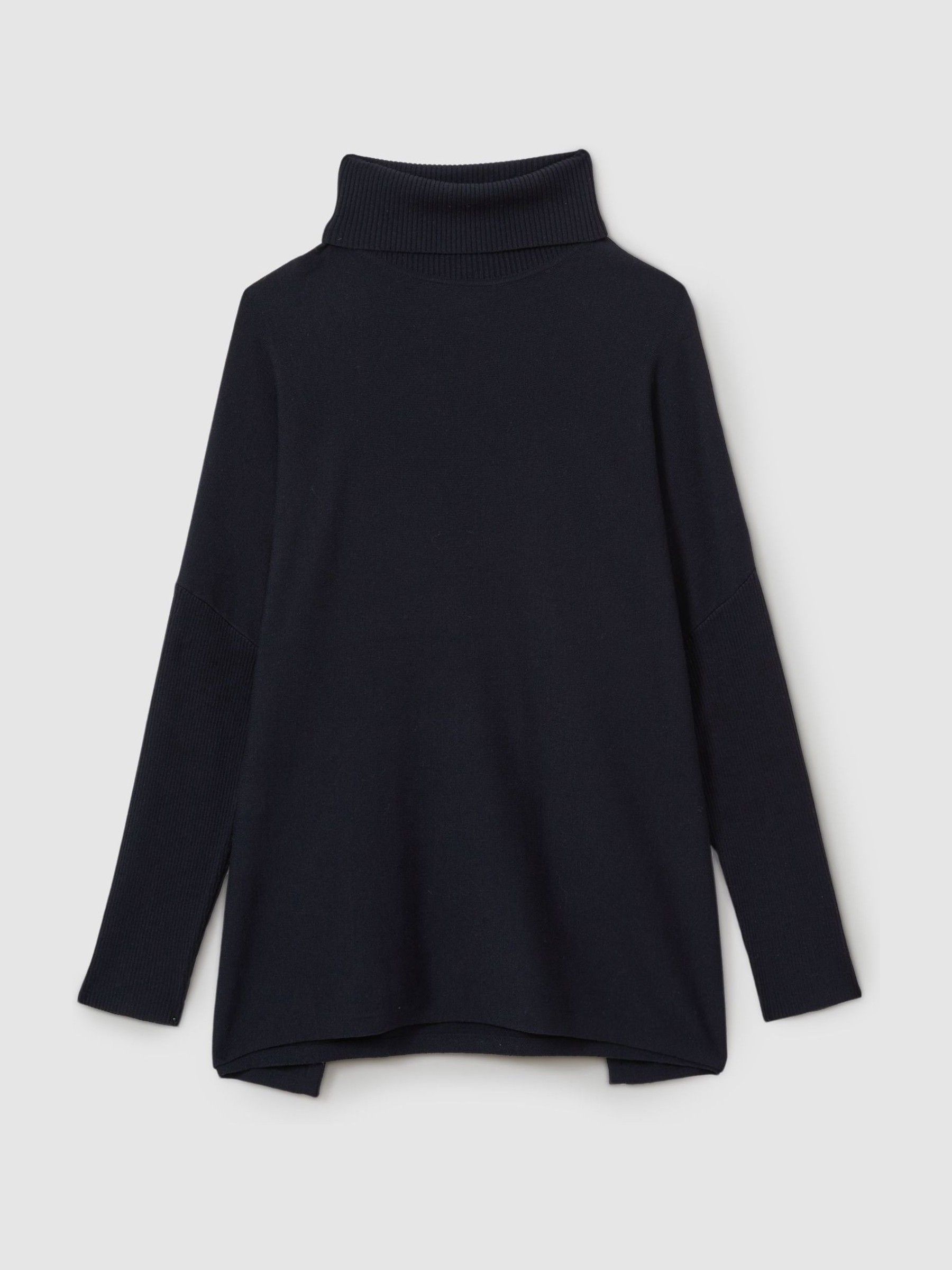 Drop-Shoulder Roll Neck Jumper in Navy - Image 2 of 6