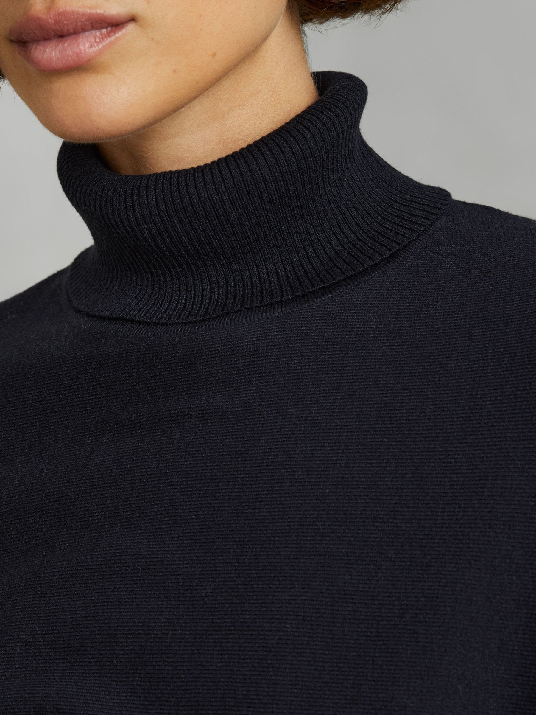 Drop-Shoulder Roll Neck Jumper in Navy - Image 4 of 6
