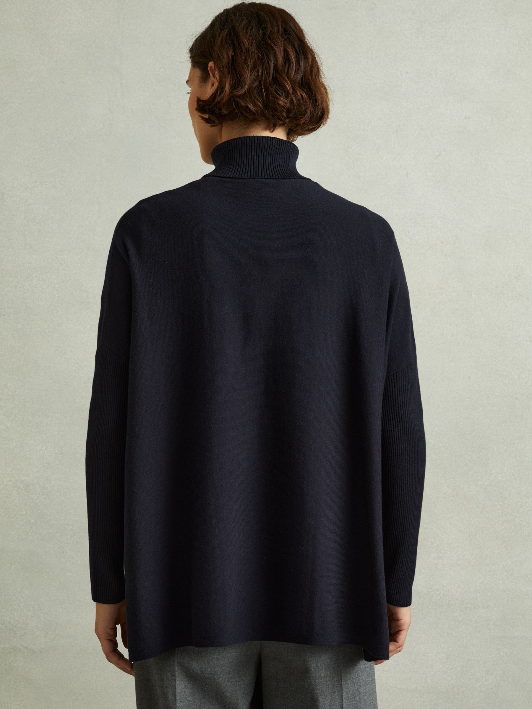 Drop-Shoulder Roll Neck Jumper in Navy - Image 5 of 6