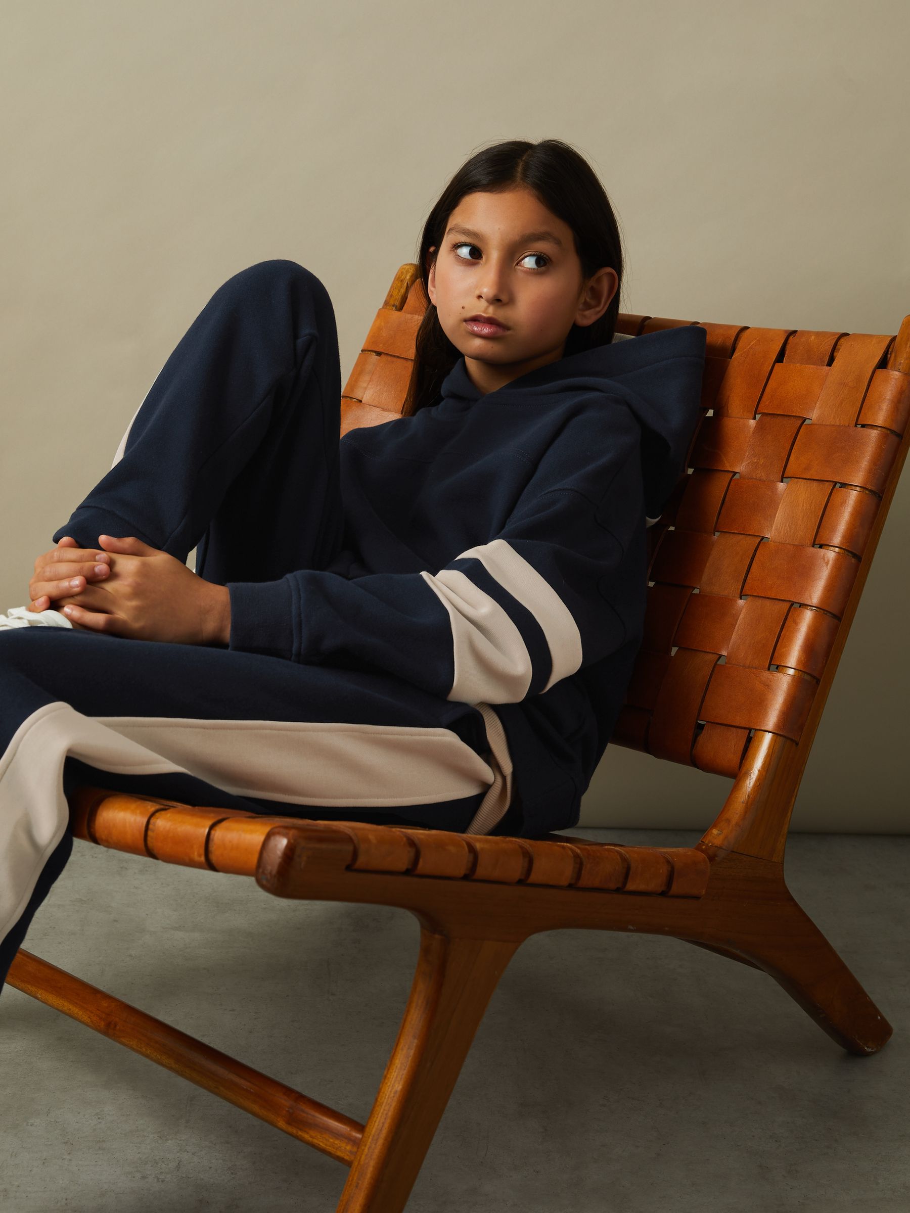 9-13 yrs Cotton Blend Colourblock Hoodie and Joggers Set in Navy - Image 1 of 5