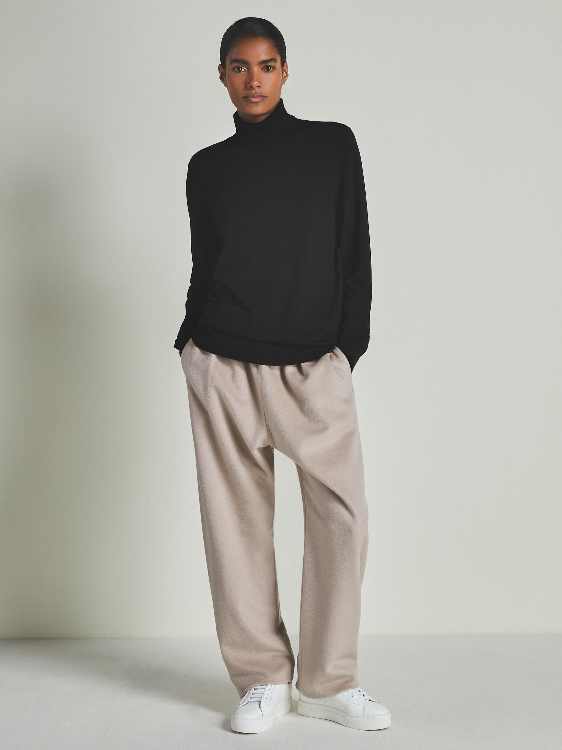 Reiss | Les 100 Ciels Noble-Wool Roll-Neck Jumper in Black - Image 3 of 6