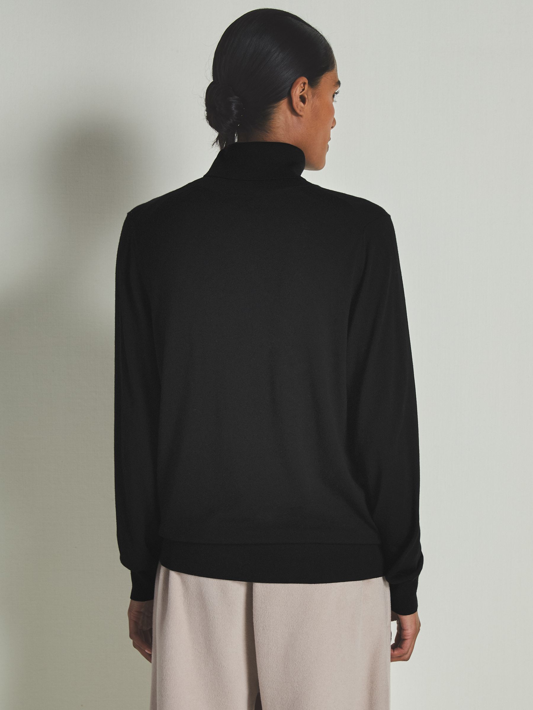 Reiss | Les 100 Ciels Noble-Wool Roll-Neck Jumper in Black - Image 4 of 6