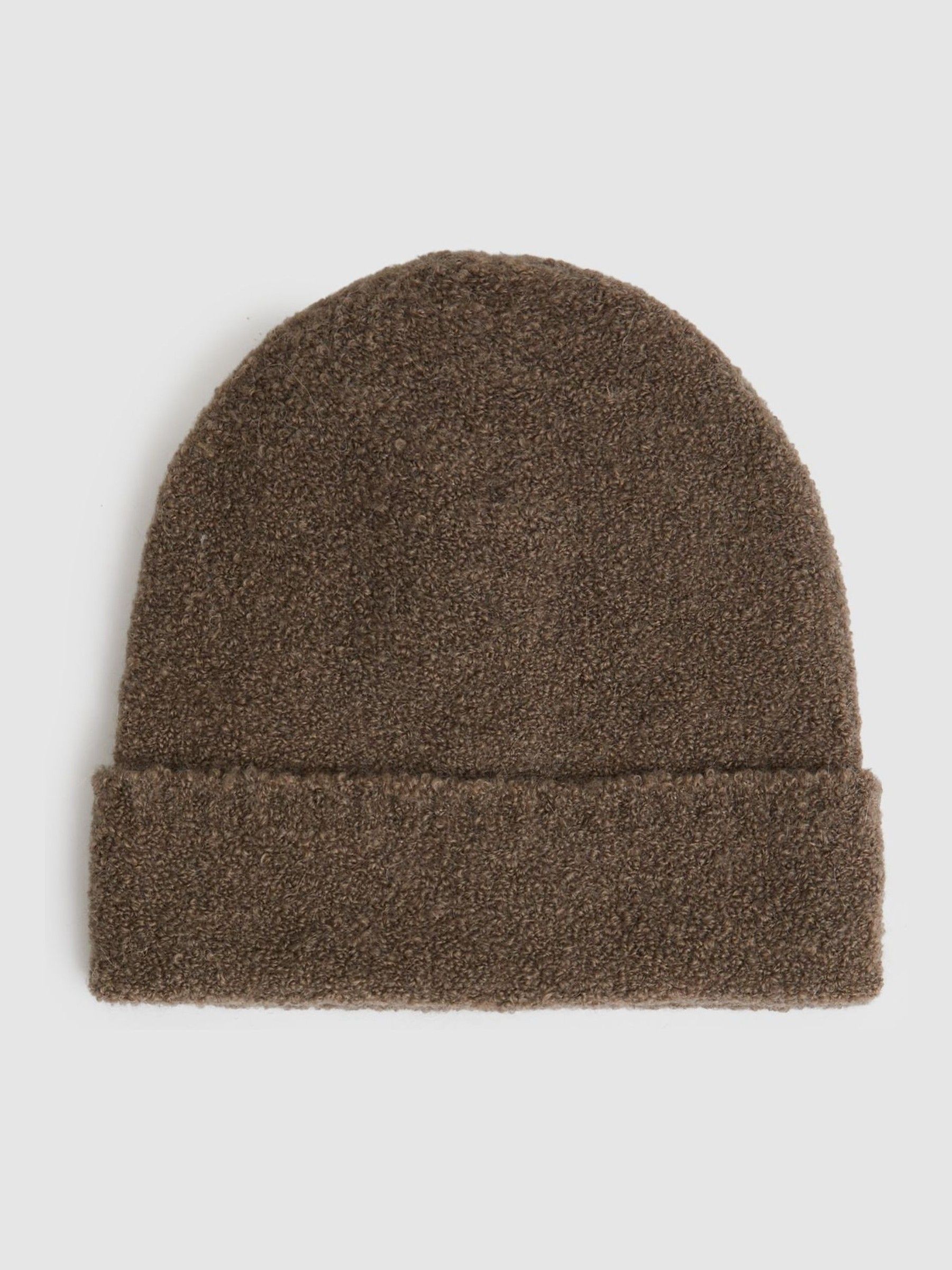 Alpaca Blend Bouclé Beanie in Taupe - Image 1 of 4
