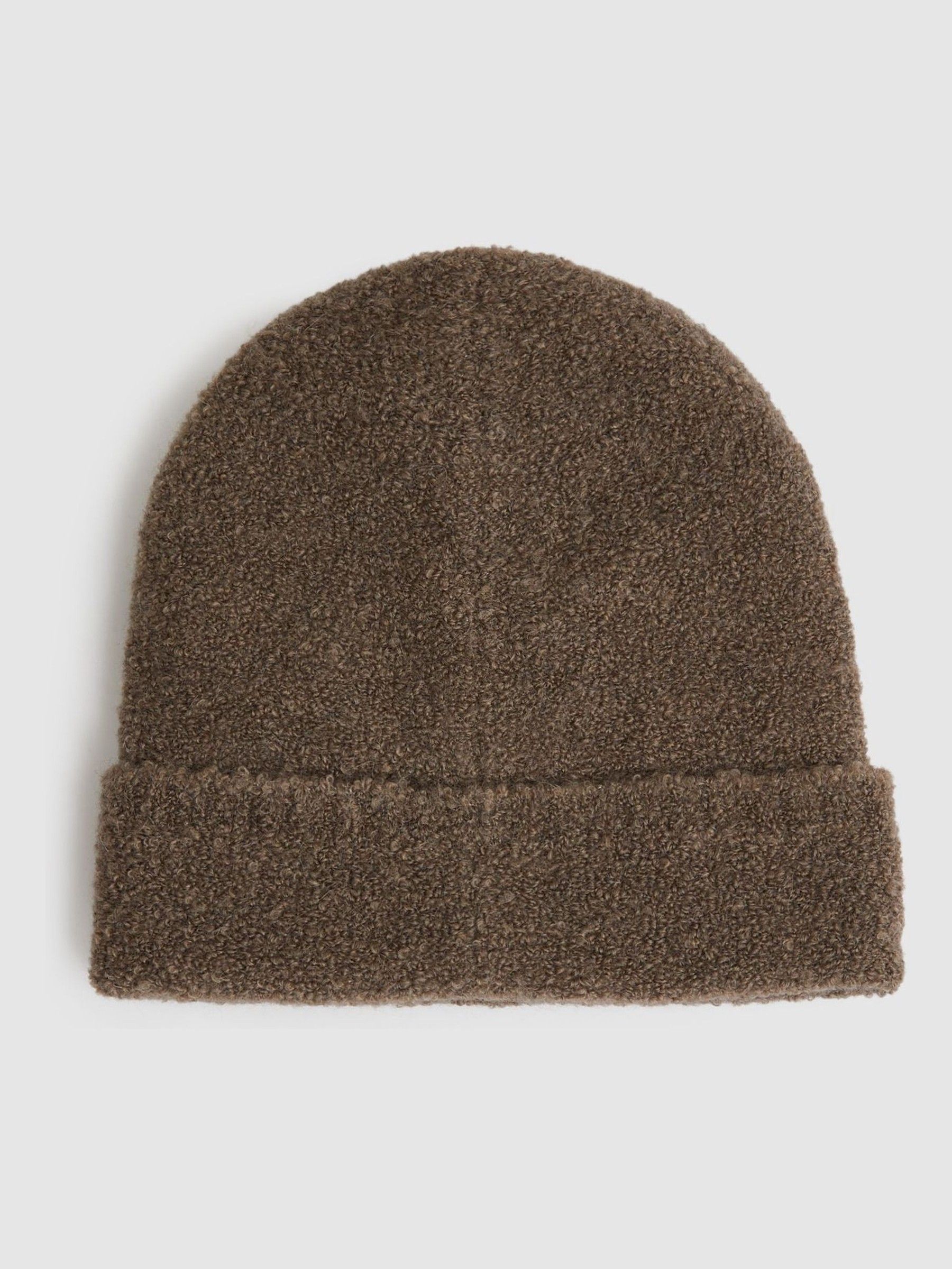 Alpaca Blend Bouclé Beanie in Taupe - Image 3 of 4