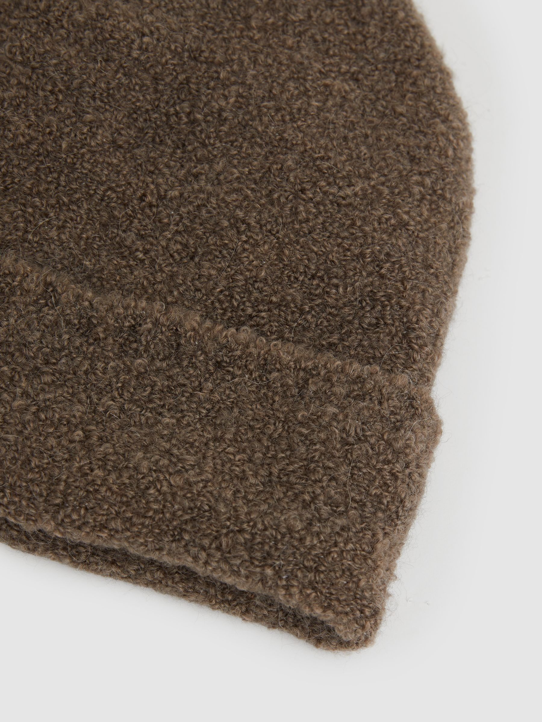 Alpaca Blend Bouclé Beanie in Taupe - Image 4 of 4