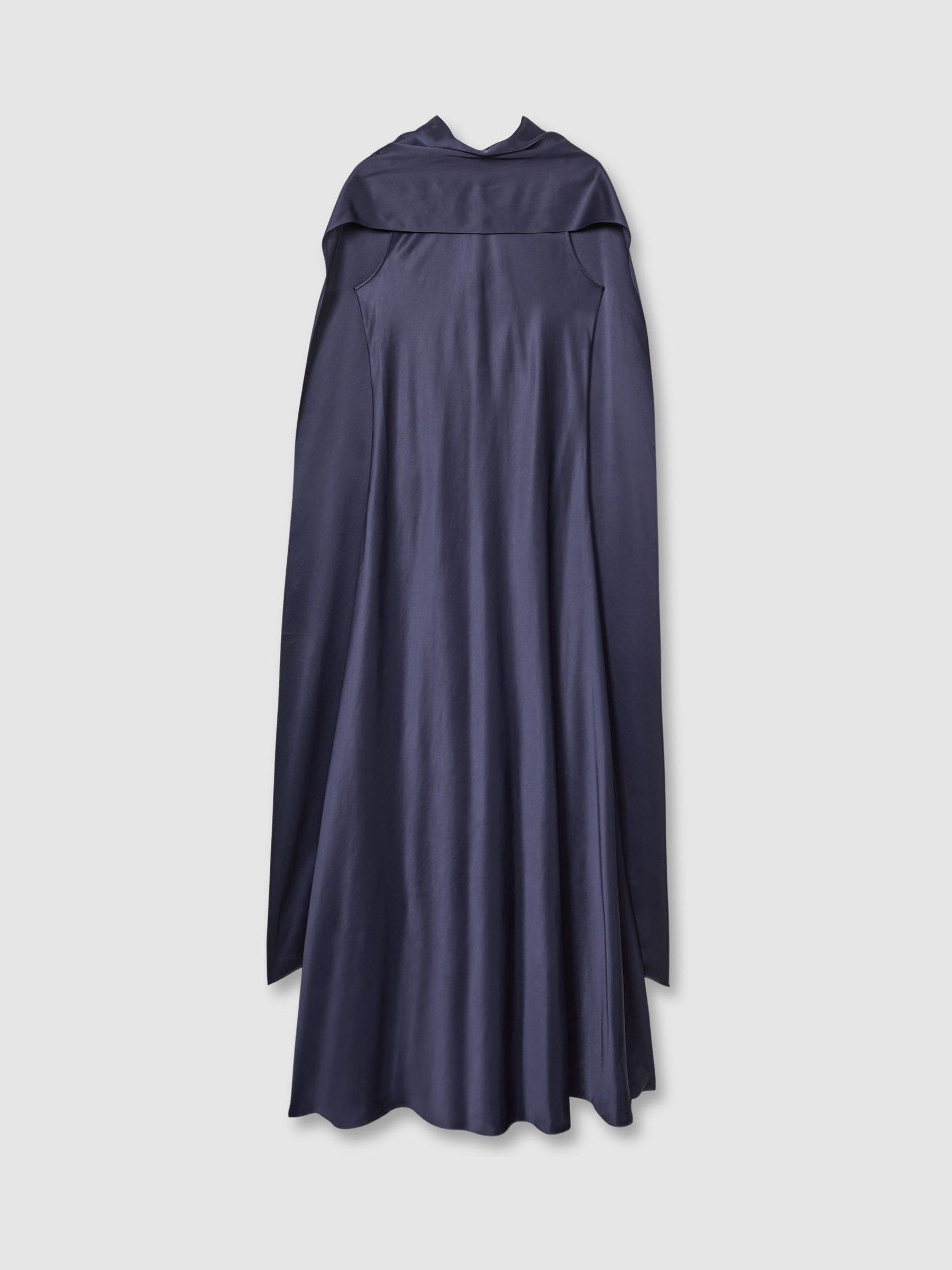 Satin Cape Dress in Indigo - Image 2 of 6