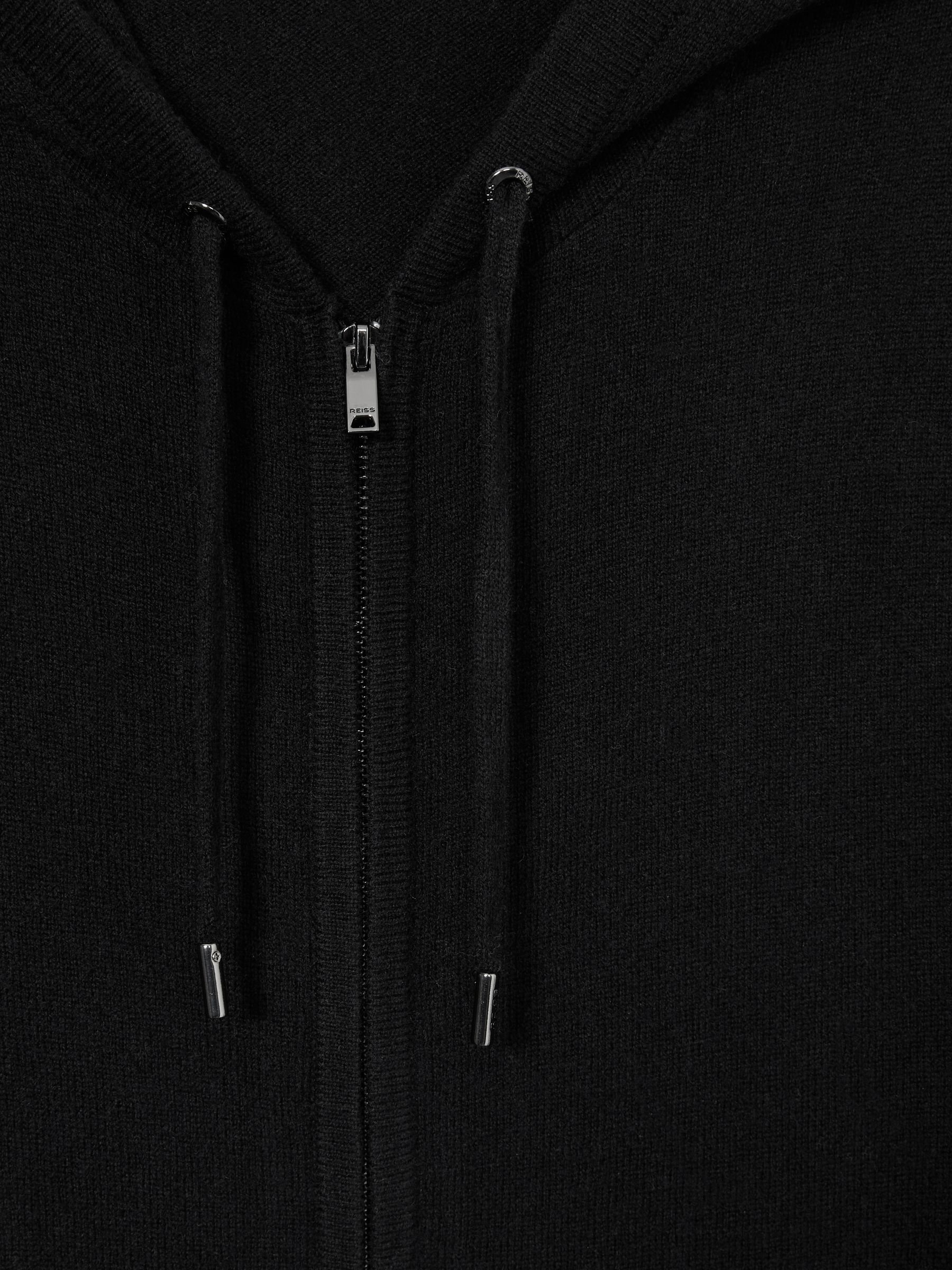 Wool and Cashmere Zip-Through Hoodie in Black - Image 6 of 6