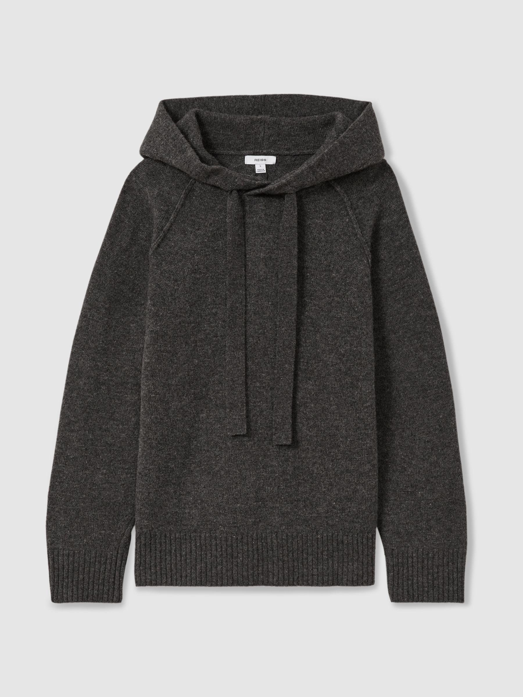Wool-Cashmere Drawstring Hoodie in Charcoal - Image 2 of 7