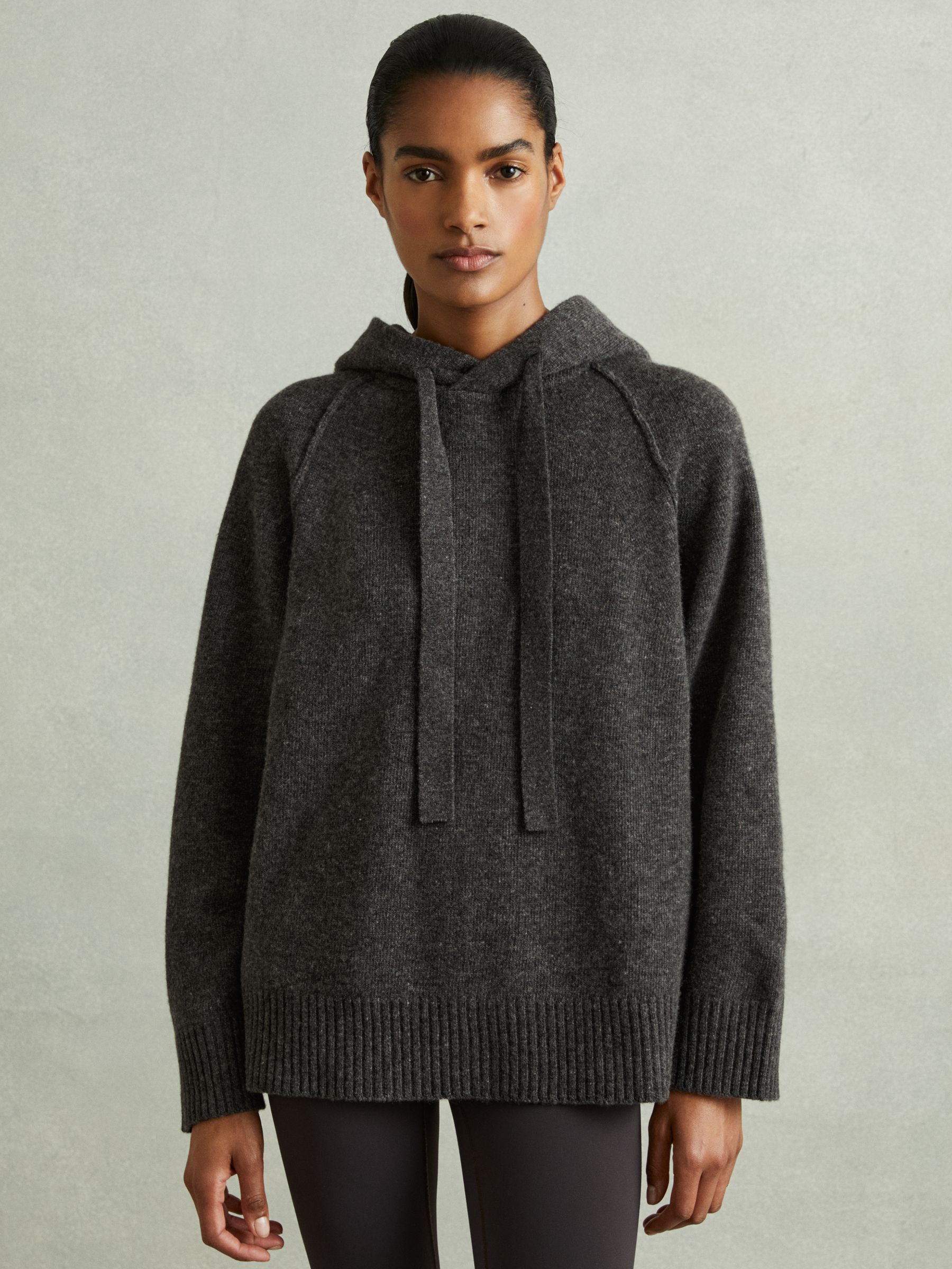 Wool-Cashmere Drawstring Hoodie in Charcoal - Image 3 of 7