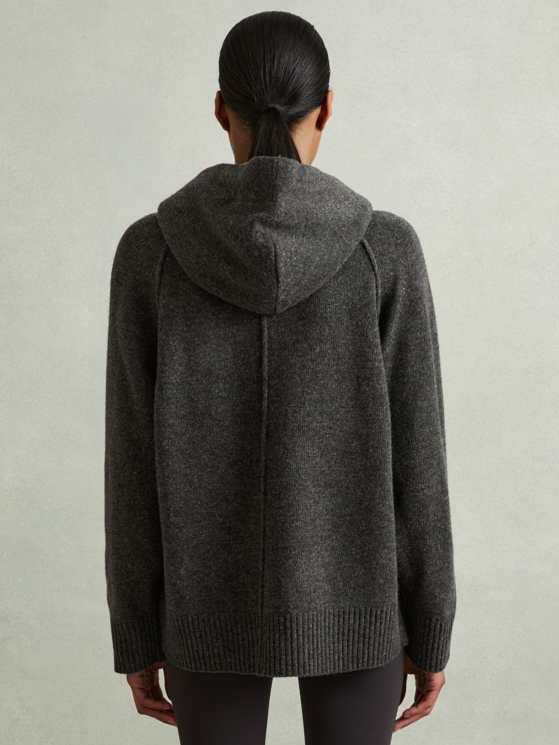 Wool-Cashmere Drawstring Hoodie in Charcoal - Image 5 of 7