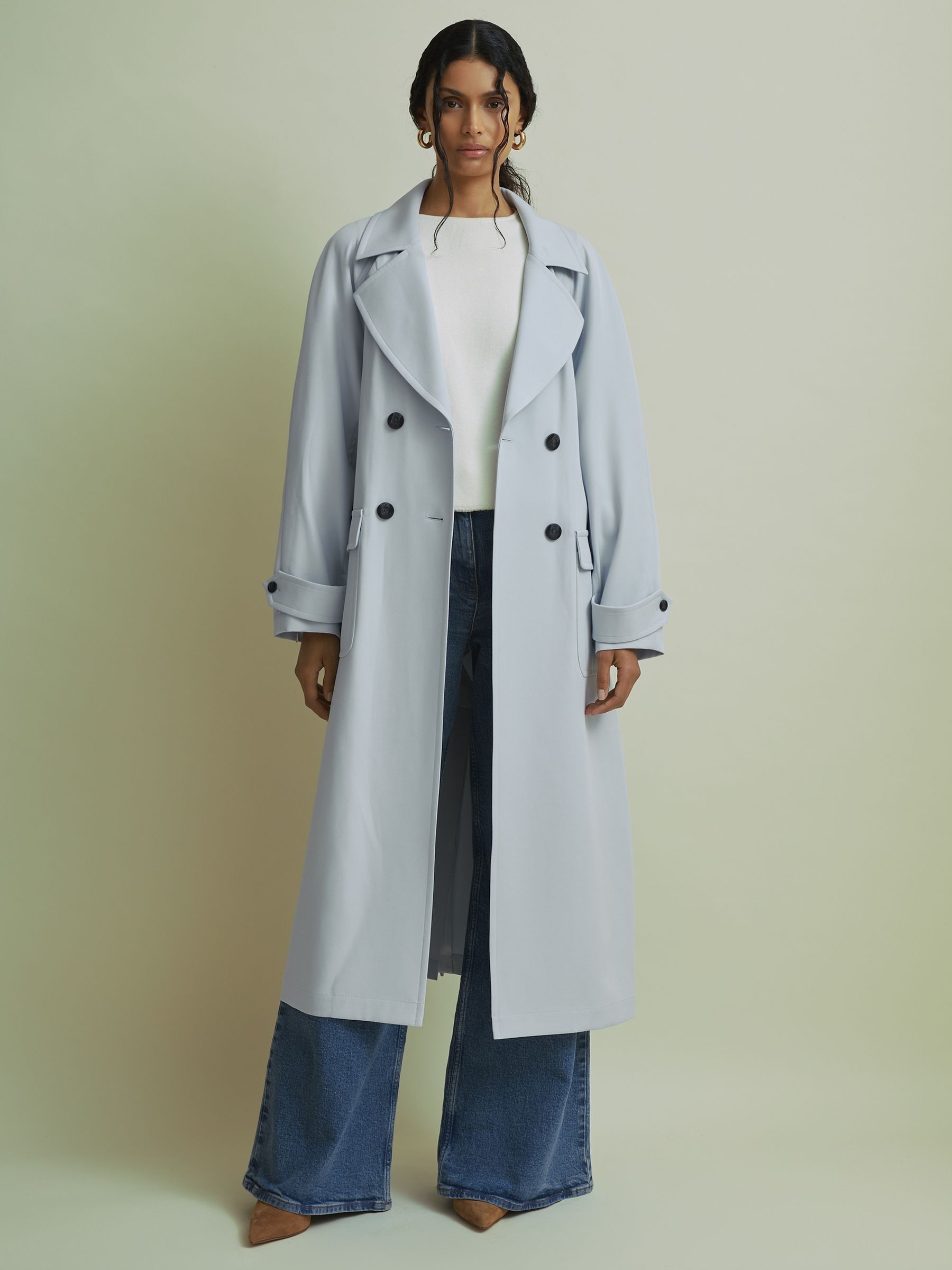 Florere Double Breasted Coat in Pale Blue - Image 1 of 6